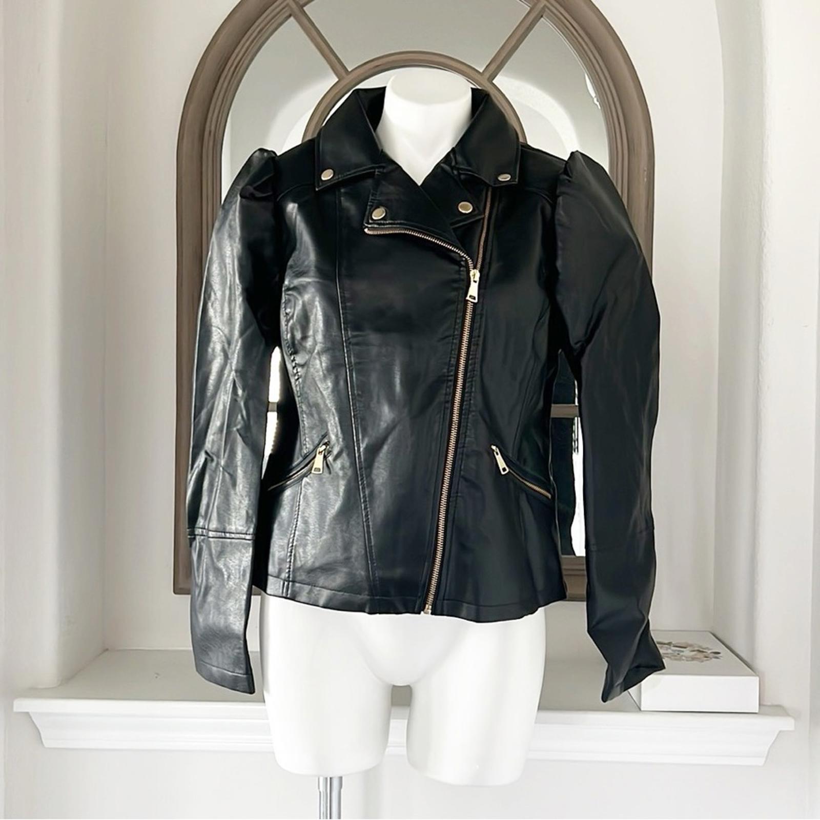 NEW LOOK Bomber Faux Leather Jacket in Black, Size L New w/Tag