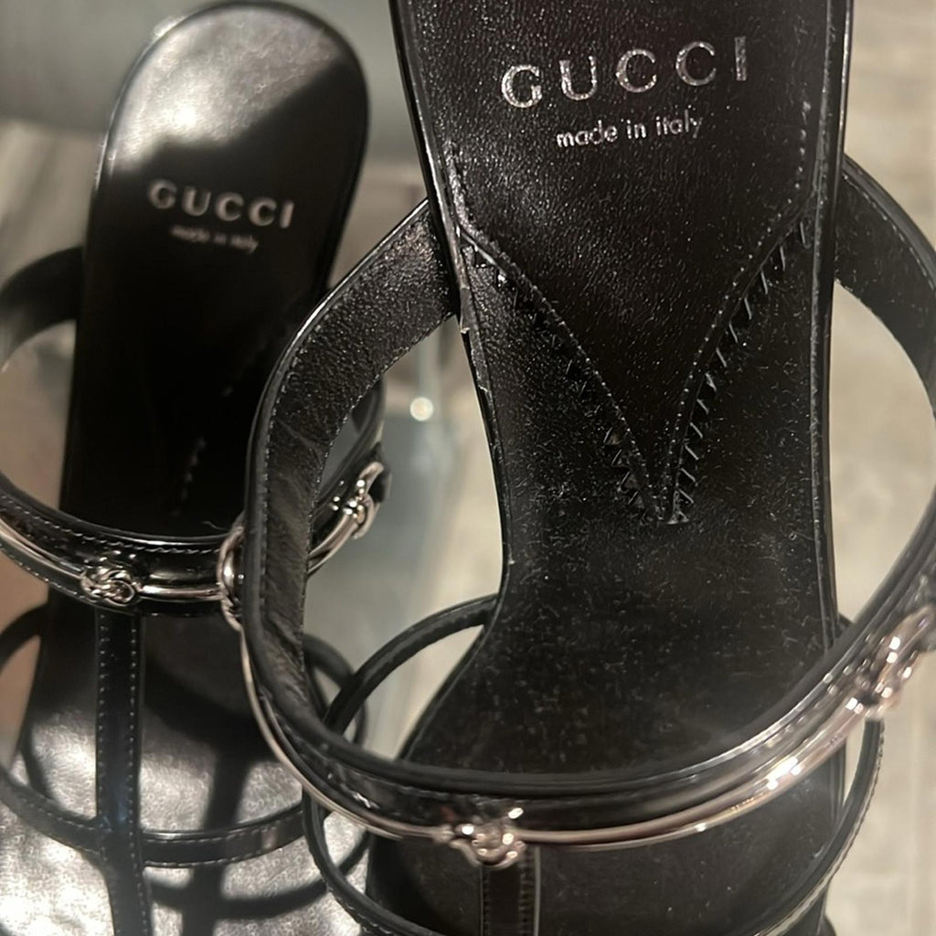 Gucci Divine Horsebit-Detailed Leather Mules 1000 Nero Size 39.5 +DustBags