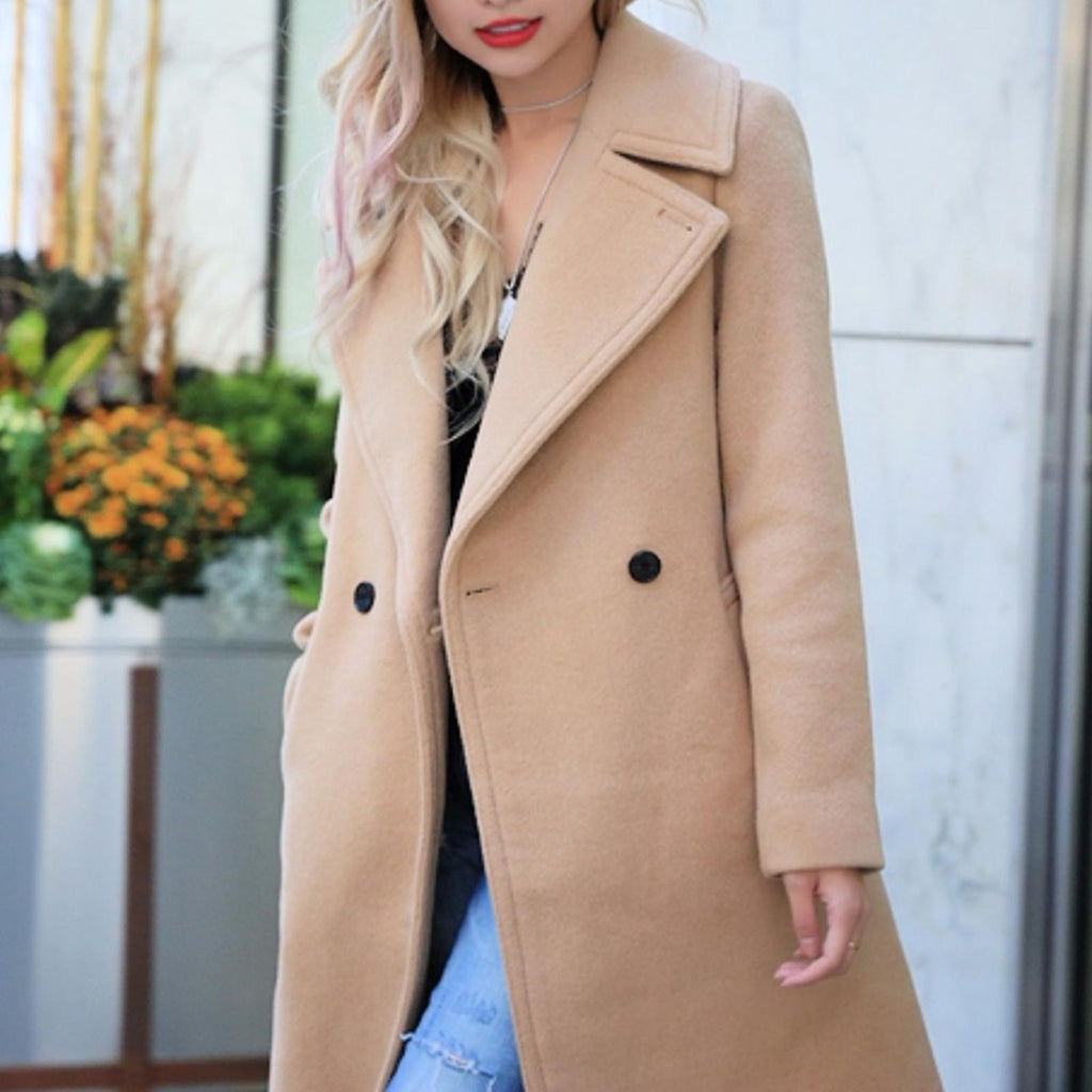 NEW Club Monaco Twill Wool-Blend Trench Coat in Camel Brown, Size M, Dry Cleaned