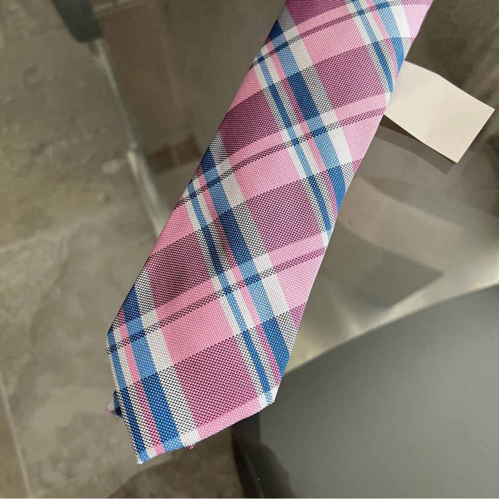 Tommy Hilfiger Plaid Neck Tie in Pink & Blue, New with Tag Retail $69.50