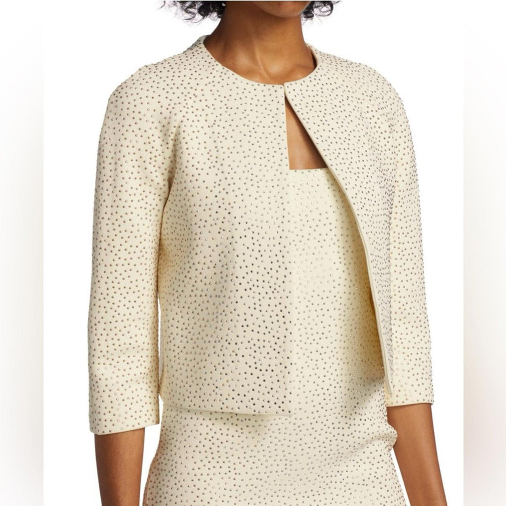 St. John Embellished Knit Jacket in Ecru, Size 0 NEW w/Tag $1,695