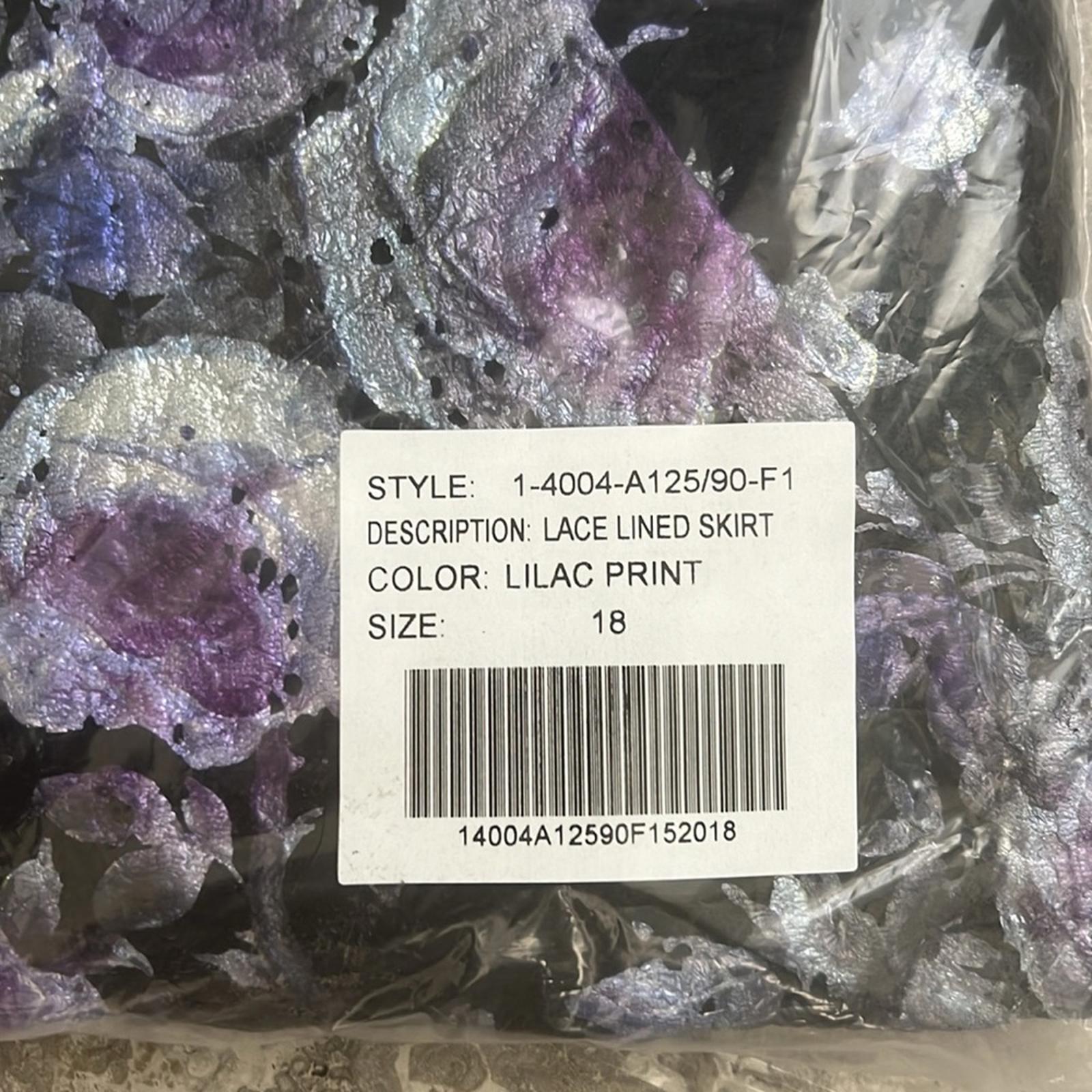 Marée Pour Toi Lace Lined Skirt Lilac Print, Size 18 New w/Tag
