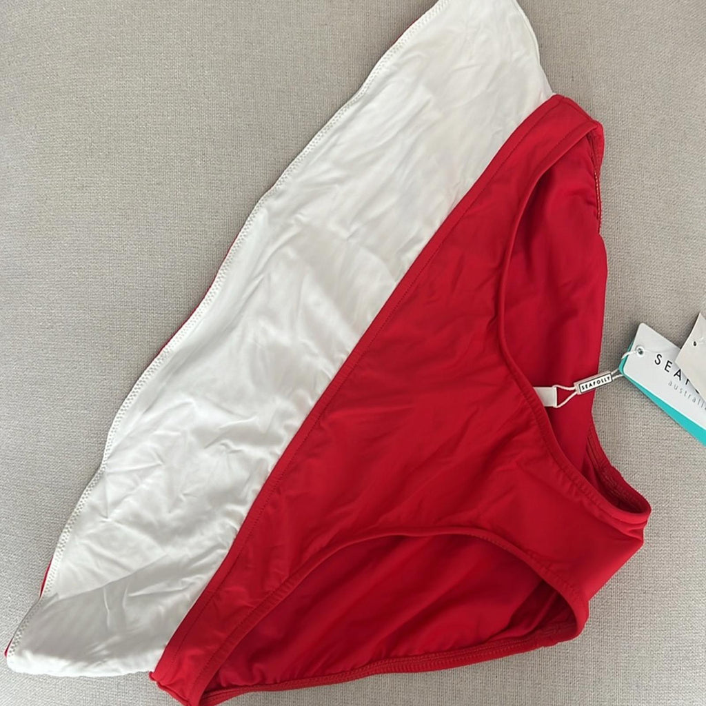 Seafolly Skirted Riviera Striped Hipster Pin-Up Bikini Bottom, Size 12 NWT $72