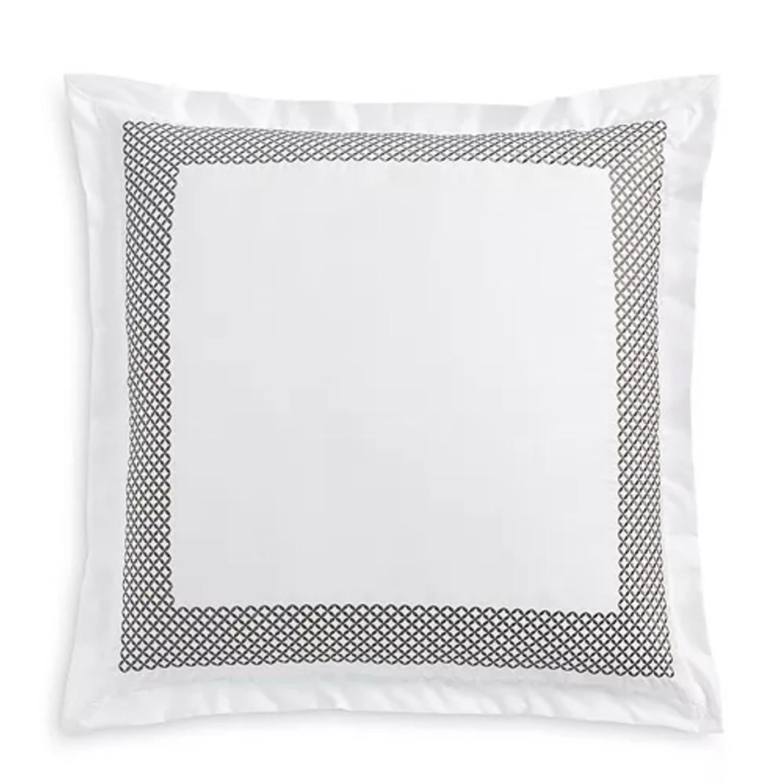 Hudson Park Collection Embroidered Geo Euro Sham in White/Blue, New w/Tag