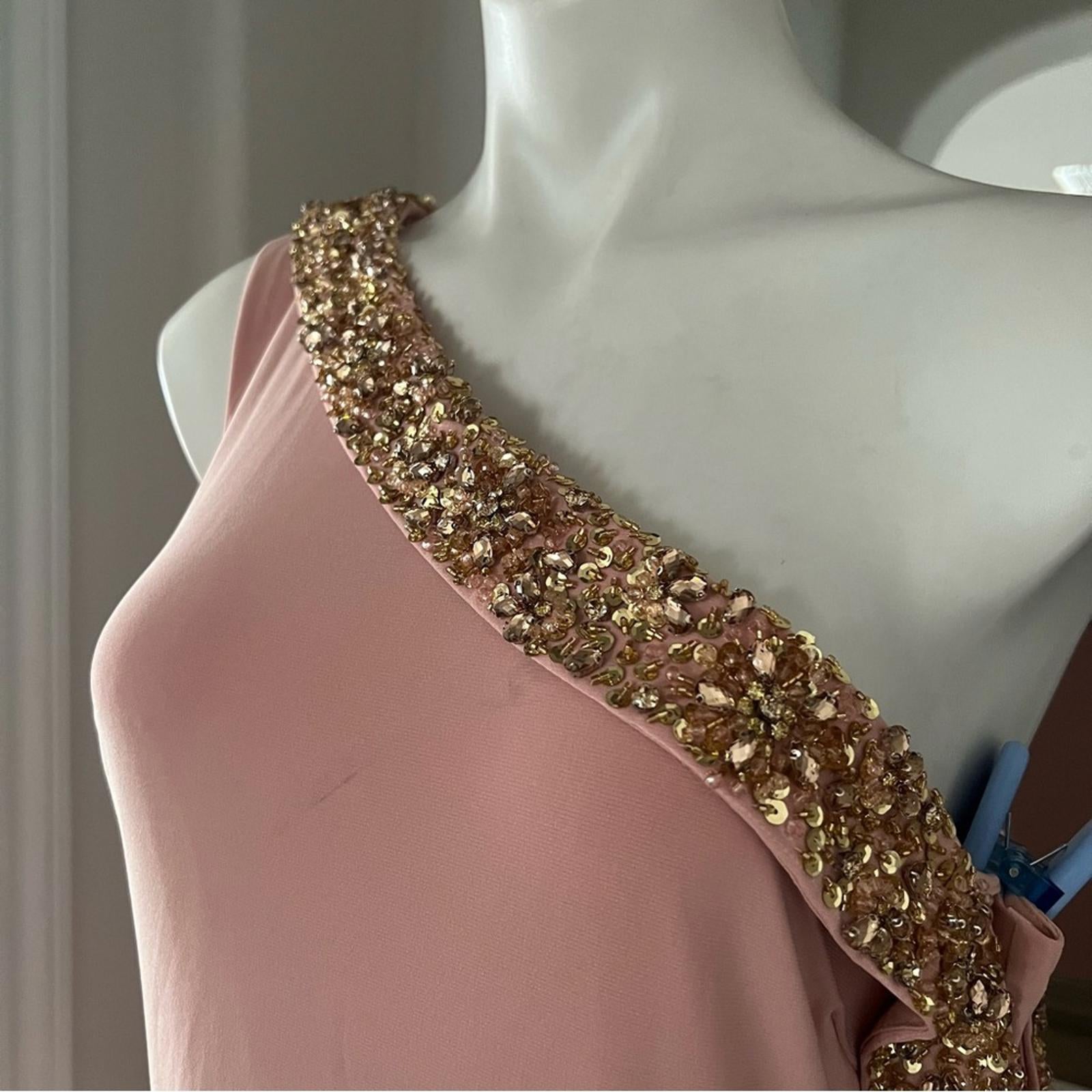 Mac Duggal Beaded Drop Shoulder Jersey Gown, Size 12 New with Tag