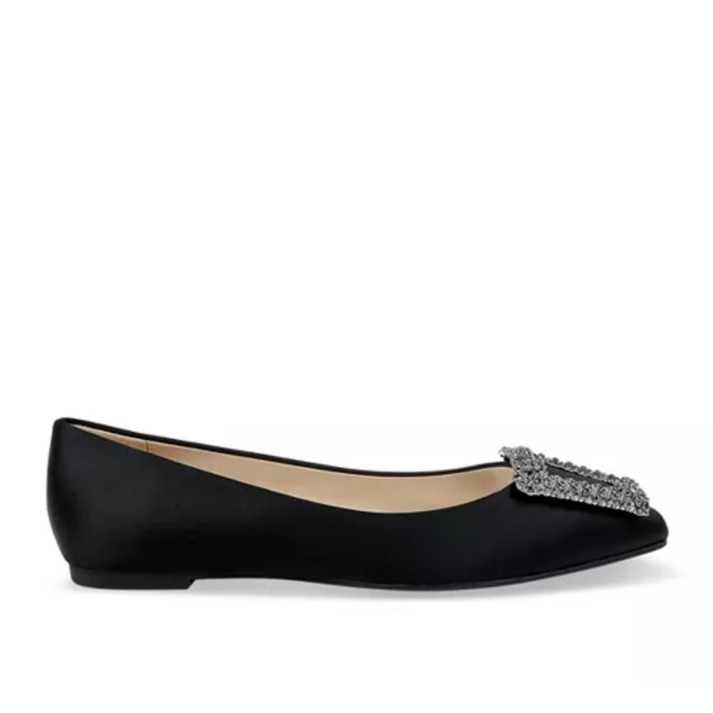 Badgley Mischka Emerie Slip On Embellished Flats Black, Size 5.5 NEW +DustBag