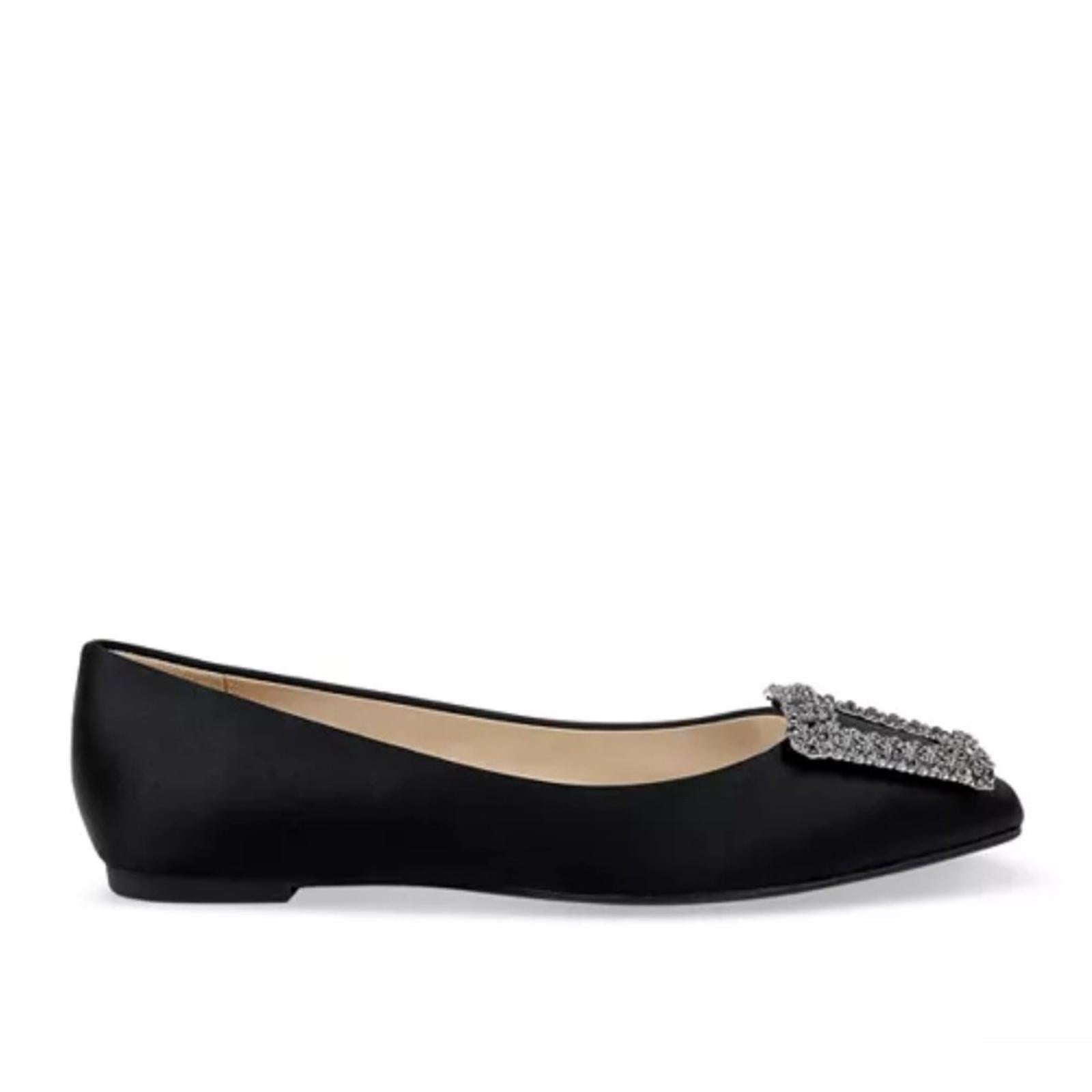Badgley Mischka Emerie Slip On Embellished Flats Black, Size 5.5 NEW +DustBag