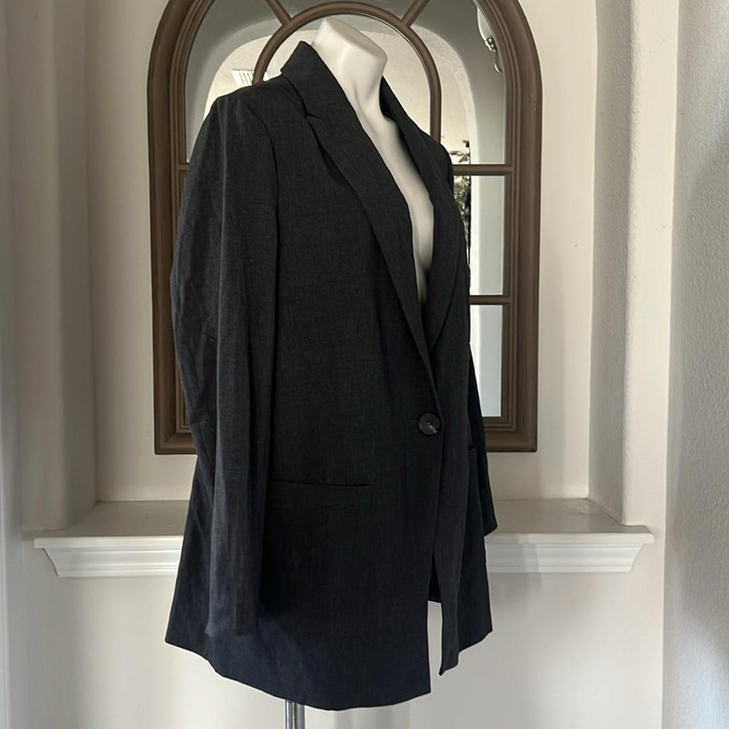 Standards & Practice One-Button Boyfriend Blazer in Charcoal, Size 1X New w/Tag
