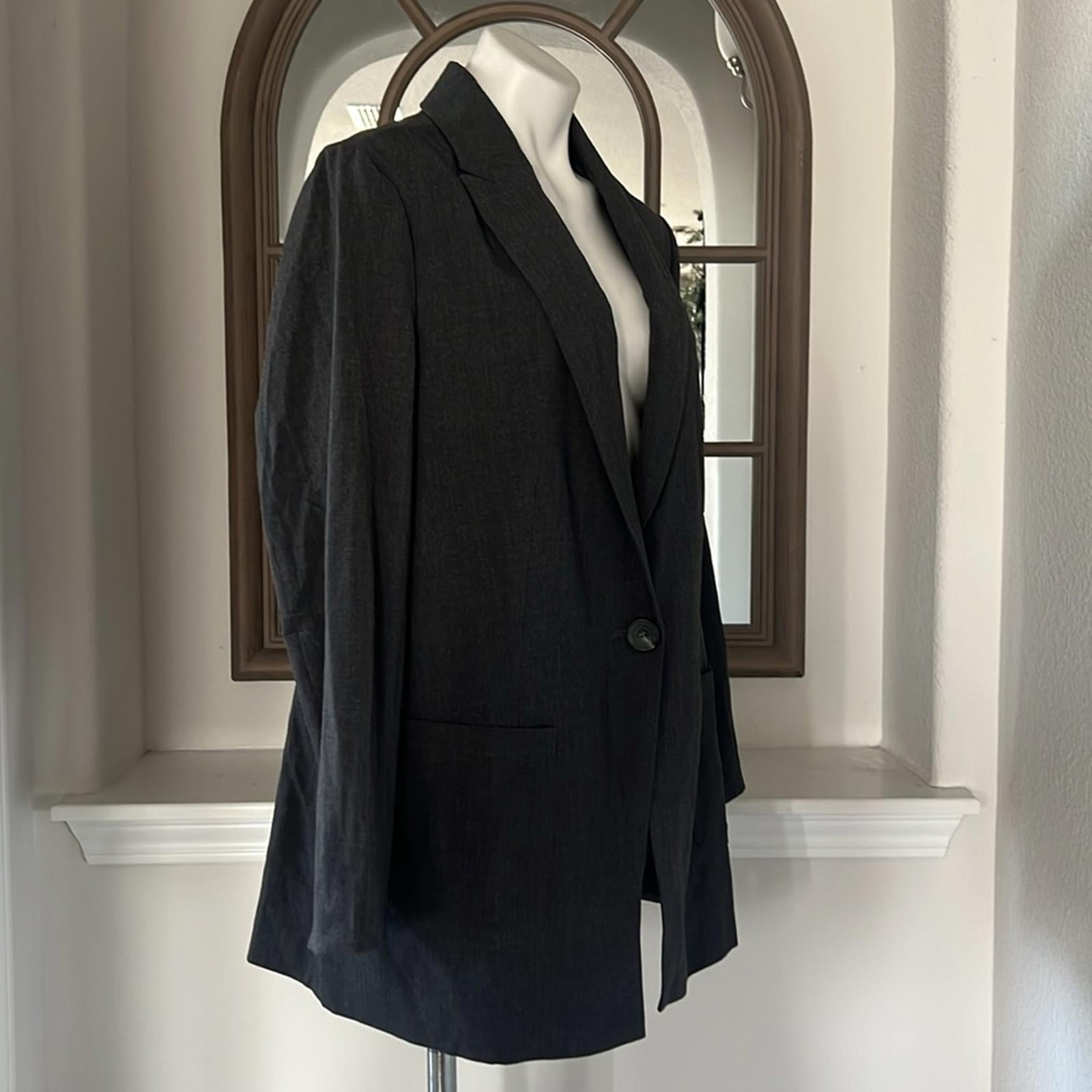 Standards & Practice One-Button Boyfriend Blazer in Charcoal, Size 1X New w/Tag