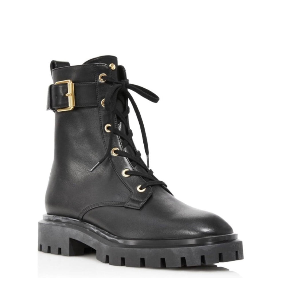 Stuart Weitzman Ultra Lug Sole Buckle Combat Boots Size 41/10.5B New Retail $695