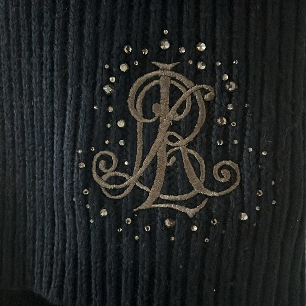 Ralph Lauren Stone Logo Cable Knit Scarf in Navy, New w/Tag