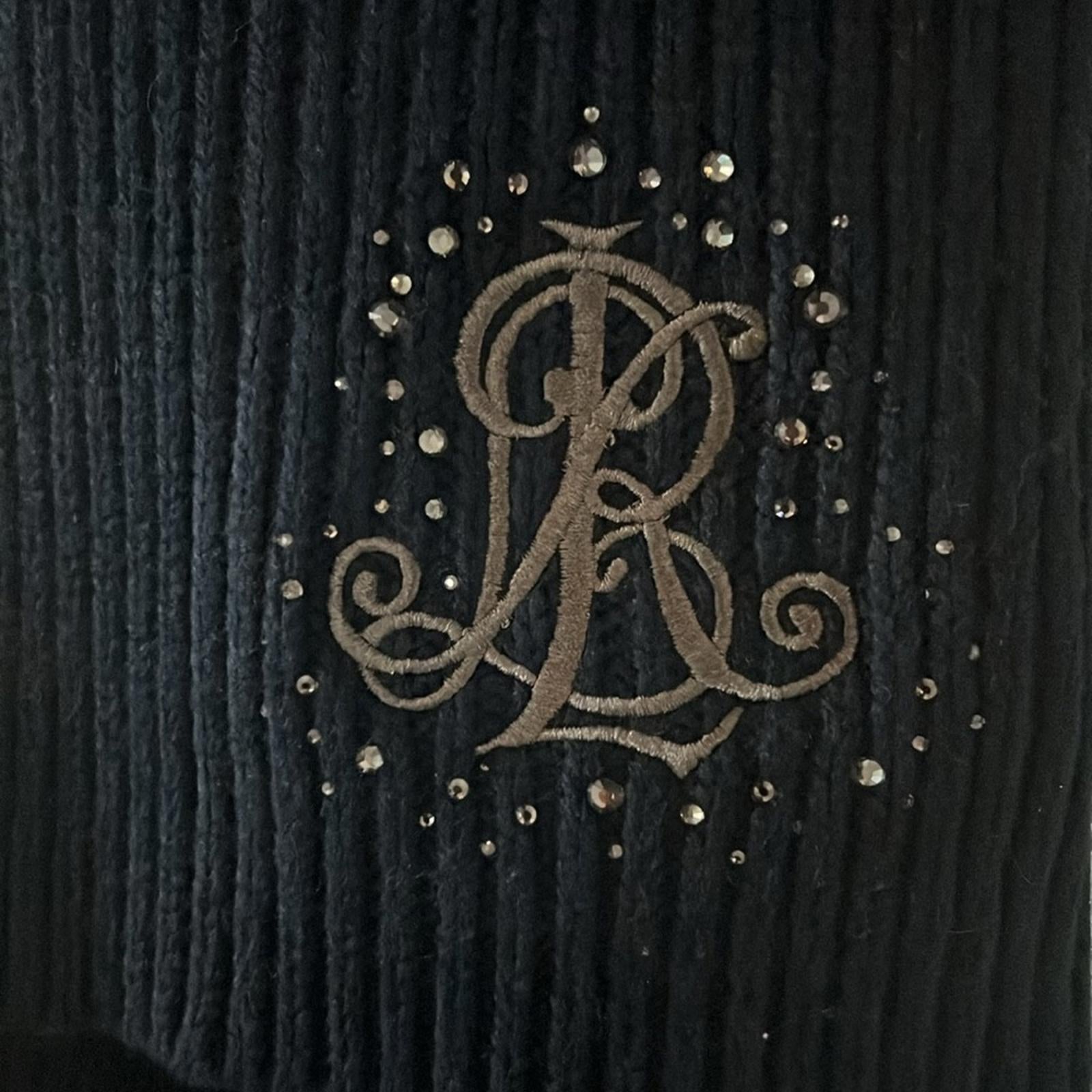 Ralph Lauren Stone Logo Cable Knit Scarf in Navy, New w/Tag