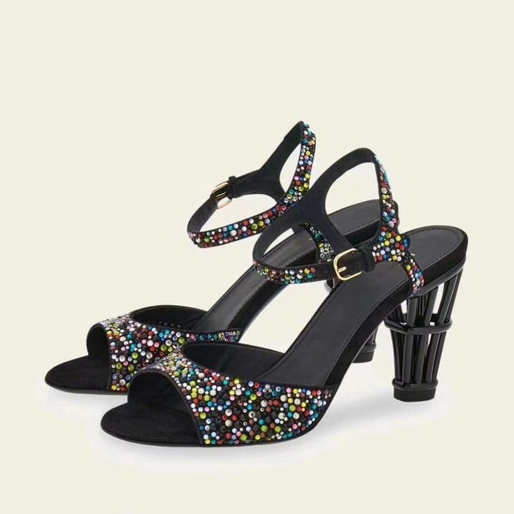 Ferragamo Nikla 85 Embellished High Heel Sandals in Black, NEW, Size 6 $1,350