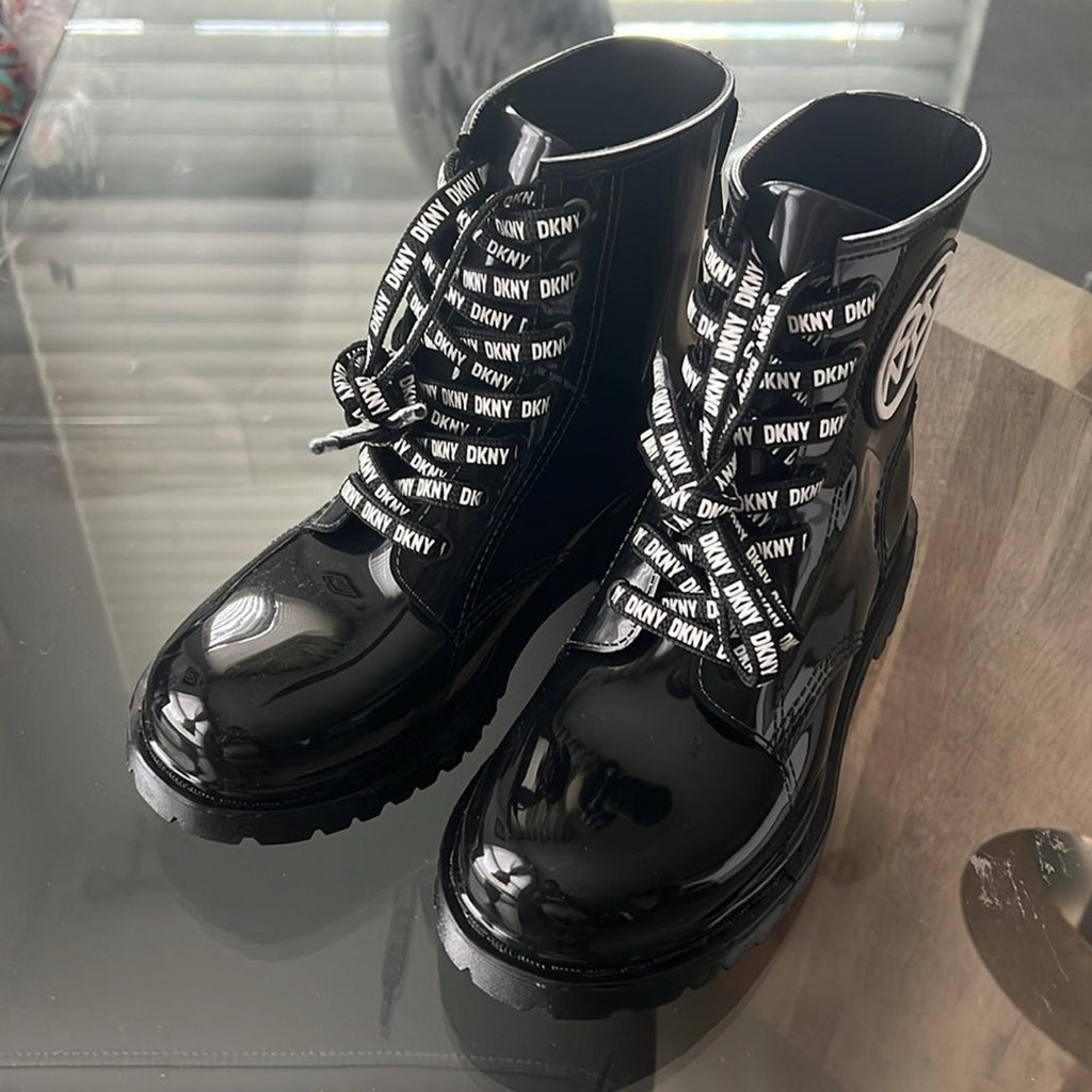 DKNY Tibby Combat Lace-Up Boots in Black, Size 6 New w/Tag