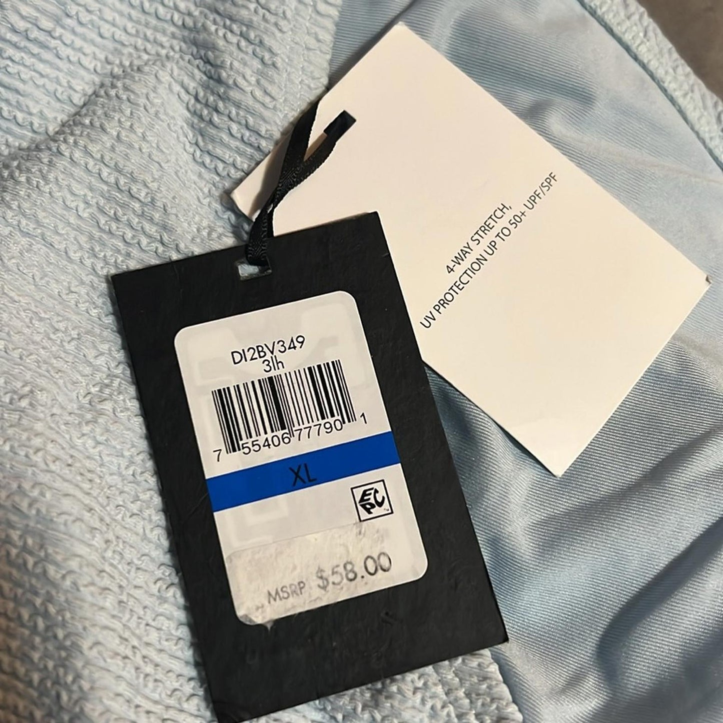 DKNY Ribbed High-Waist Swim Bottom Separates, Blue Size XL NEW w/Tag
