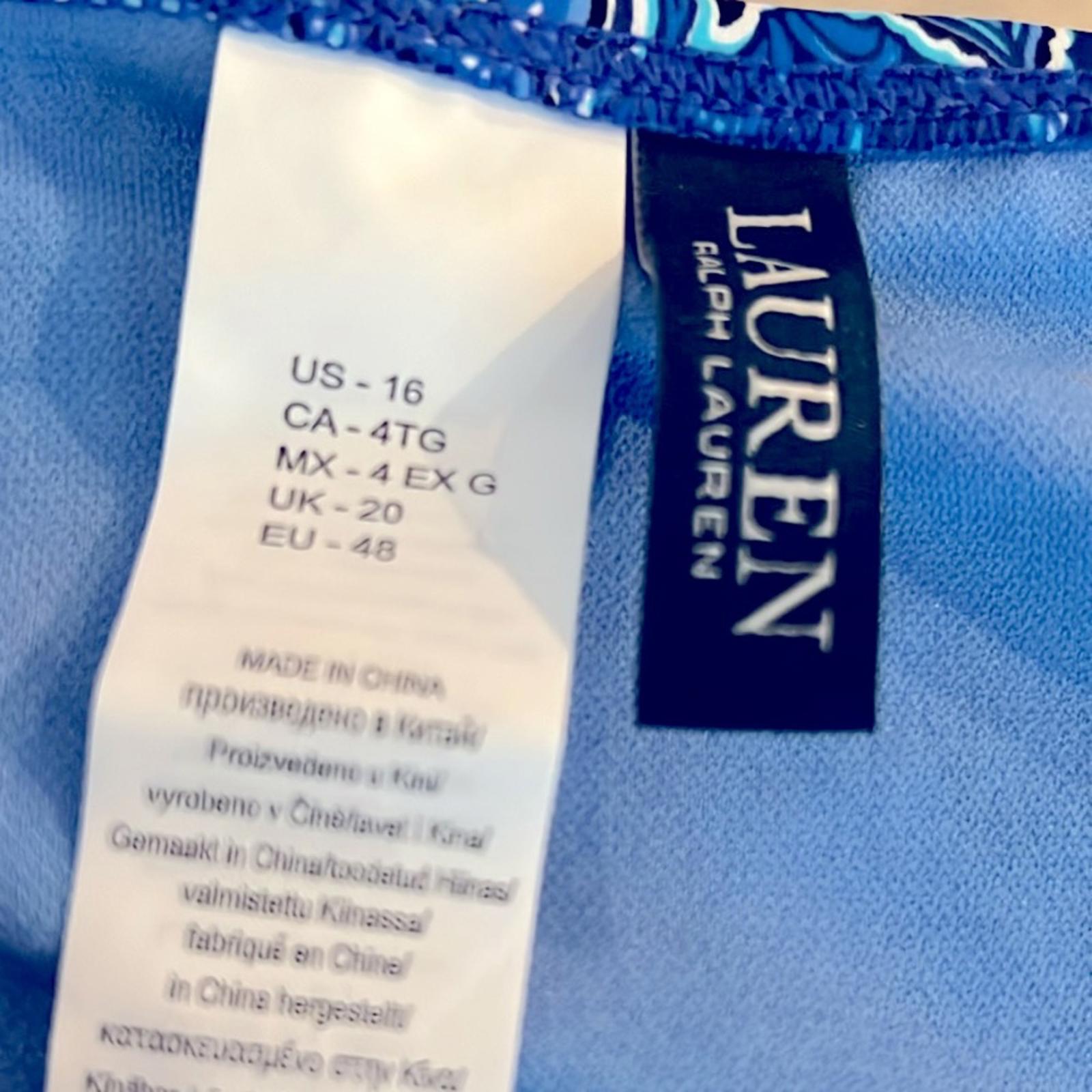 NWT Lauren Ralph Lauren Swim Blue Bandana Paisley Ring Hipster Bikini Bottom, 16