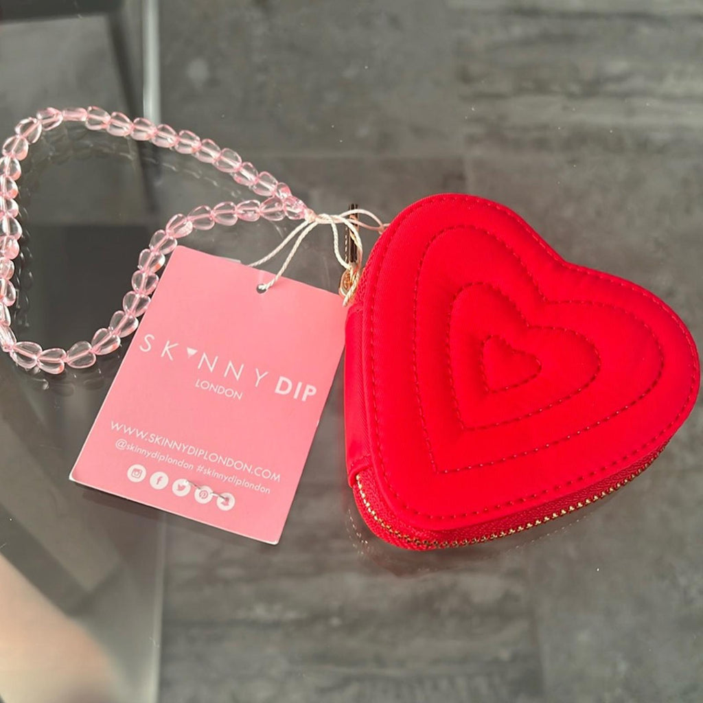 SkinnyDip London Women's Heart Quilted Coin Purse in Red, New with Tag