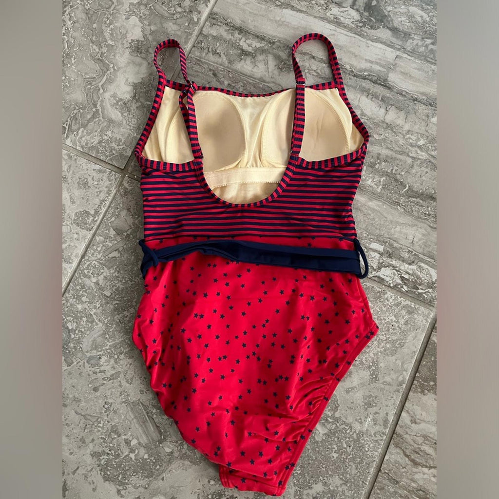 Talbots Stars & Stripes One Piece Swimsuit in Red & Blue, Size 8 NEW w/o Tag