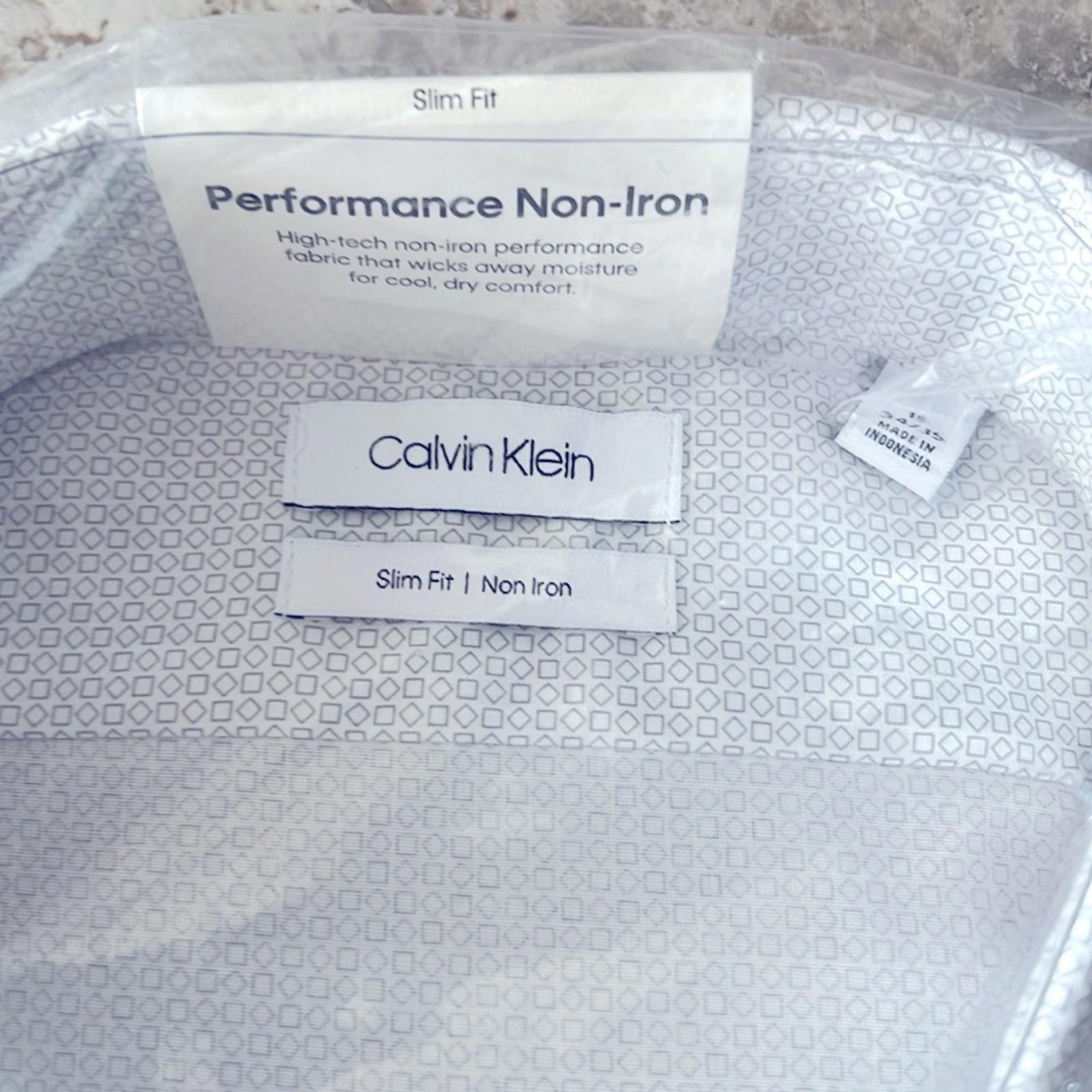Calvin Klein Slim-Fit Performance Non-Iron Dress Shirt, Size 19 (34/35) XXXL NEW