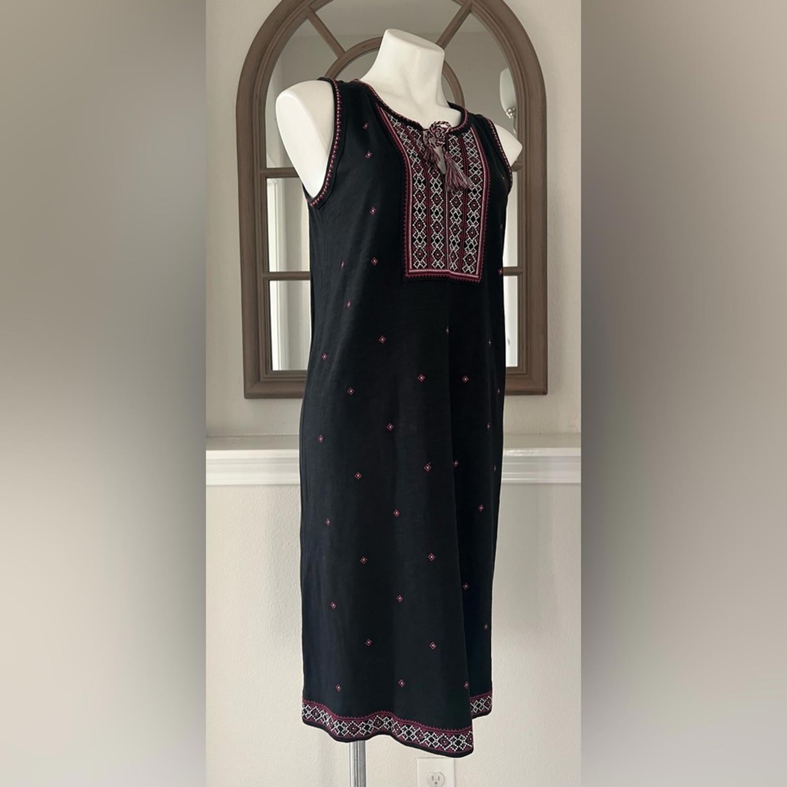 NEW J.Jill Embroidered Sleeveless Knit Dress, Black Size S Retail $129