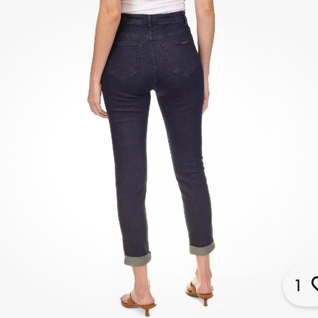 Michael Kors Selma High-Rise Cropped Skinny Jeans Dark Rinse Wash, NWT, Size 16