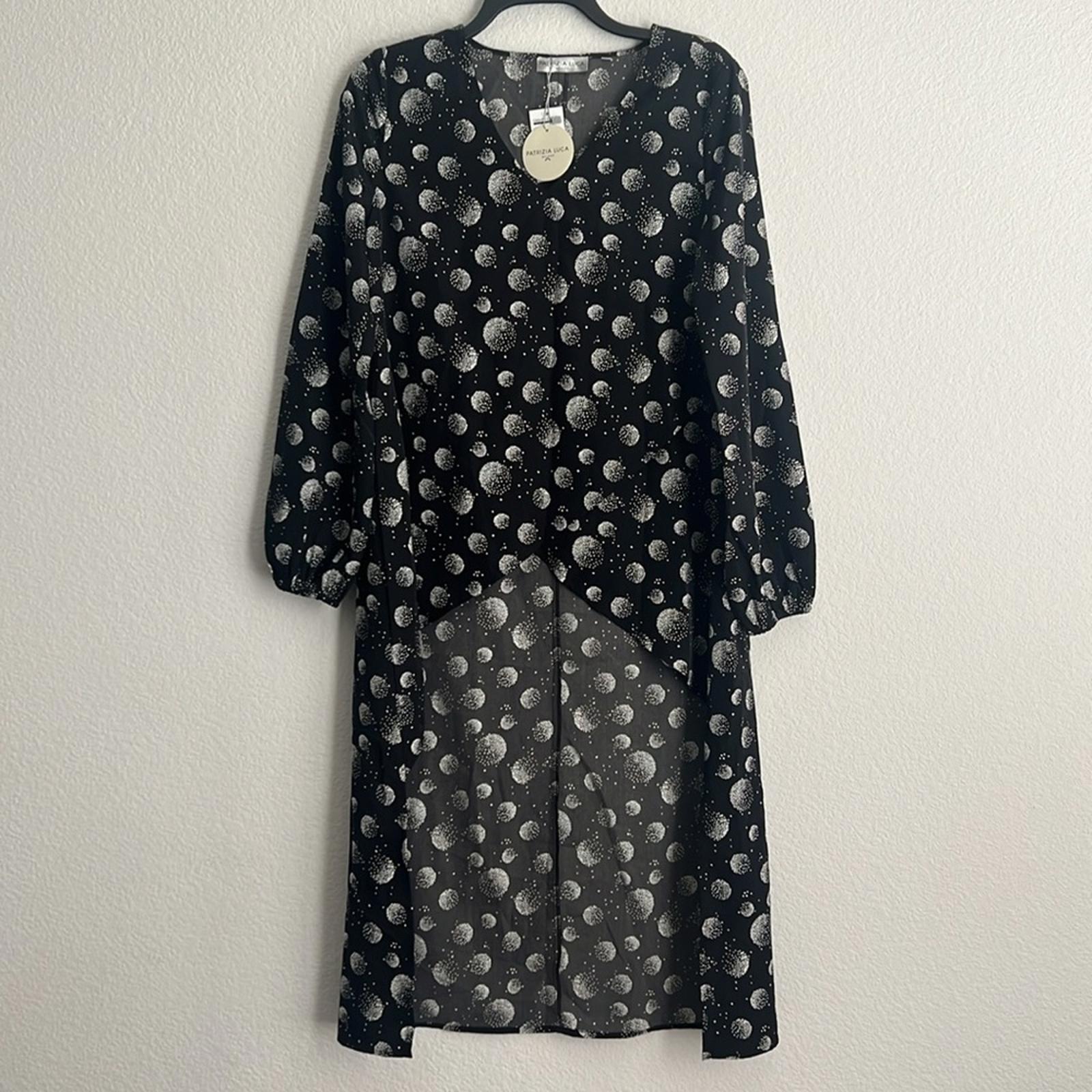 Patrizia Luca Oversized Geometric Moon Print Hi-Low Tunic, Black/White XS NWT