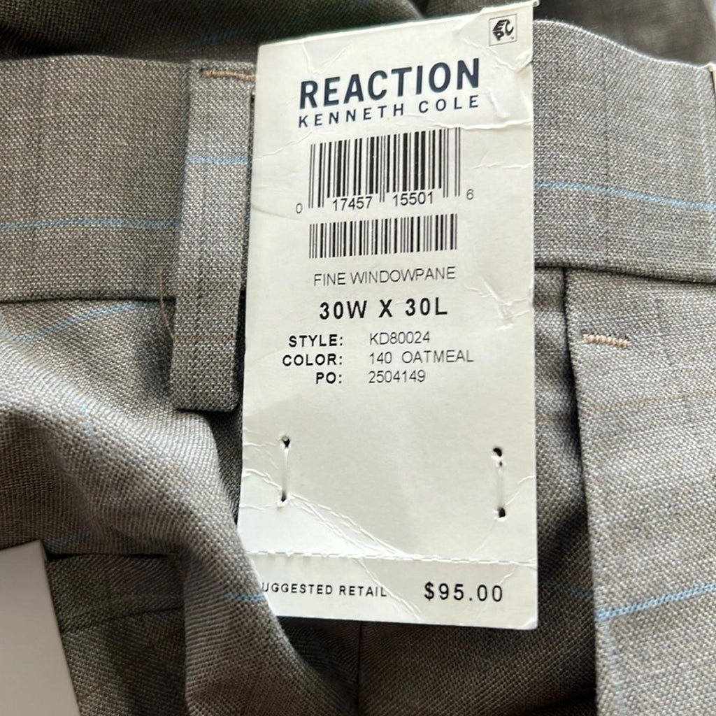 Kenneth Cole REACTION Premium Flex Slim Fit Dress Pants in Oatmeal 30W x 30L NWT