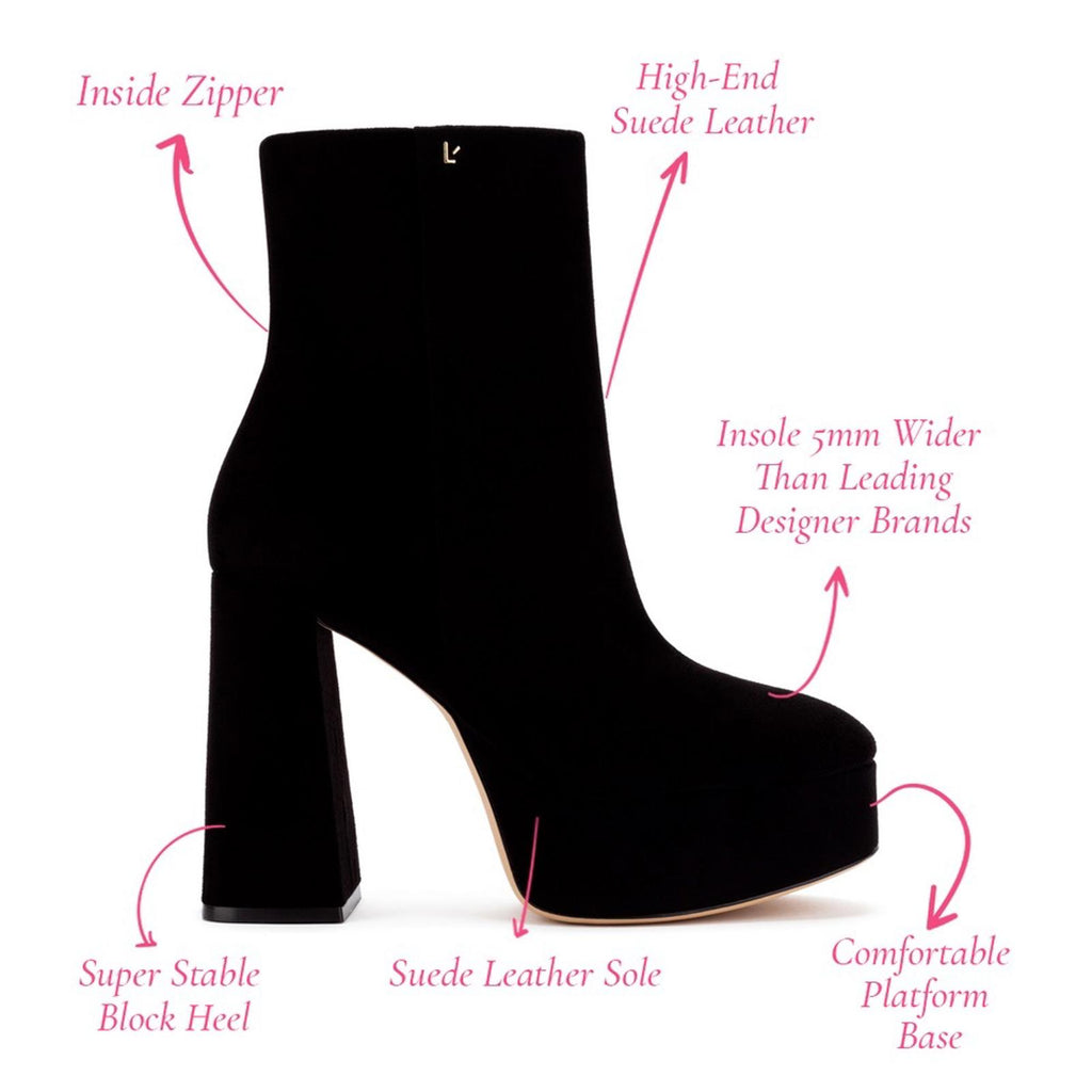 LARROUDÉ Dolly Boots Stretch Velvet in Black, Size 8 NEW in Box +2 Dust Bags