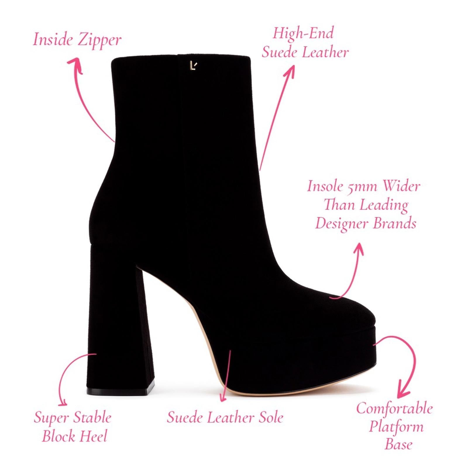 LARROUDÉ Dolly Boots Stretch Velvet in Black, Size 8 NEW in Box +2 Dust Bags
