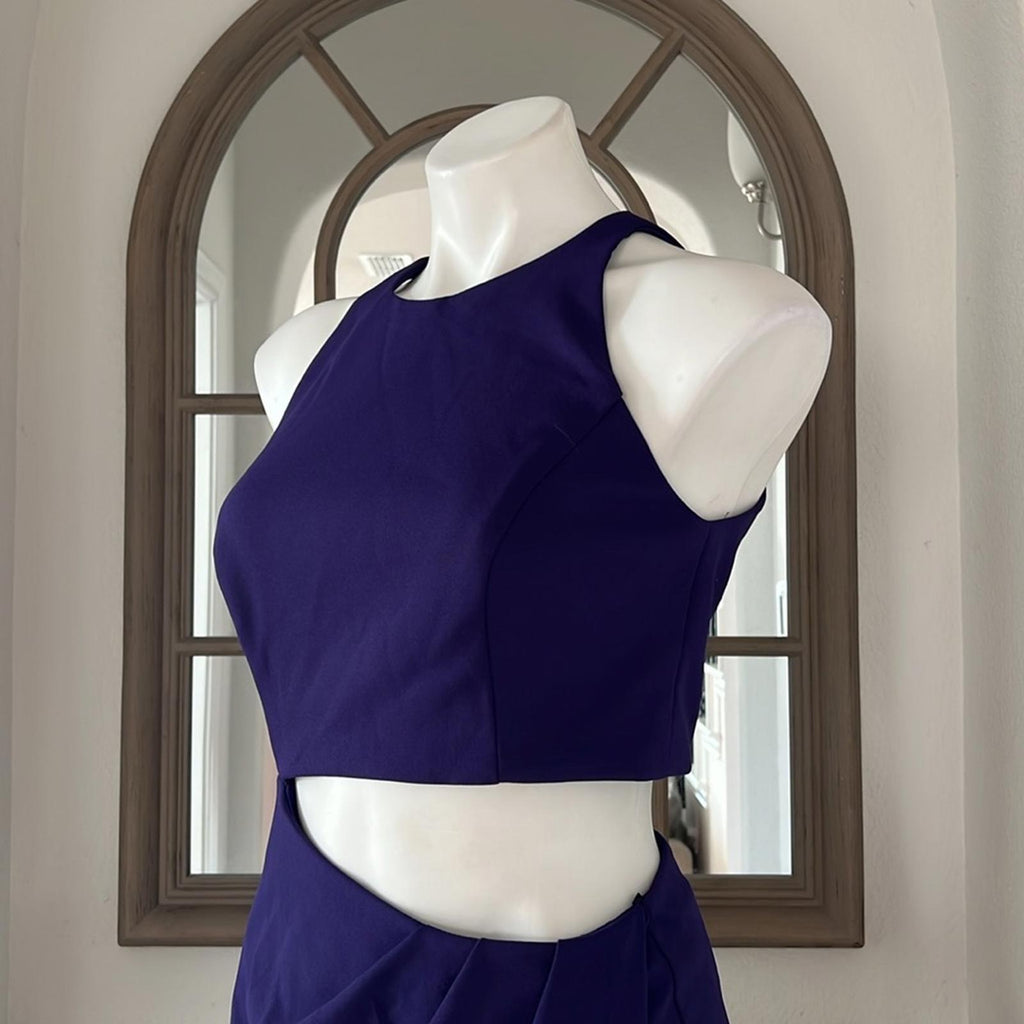 Aqua Bloomingdale’s Asymmetric Cutout Dress in Mulberry/Purple Size 6 NWT $238