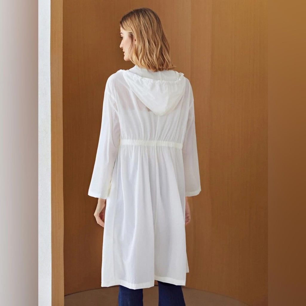 MOTF Lightweight Drawstring Trench Coat in White, Size L New in Packaging