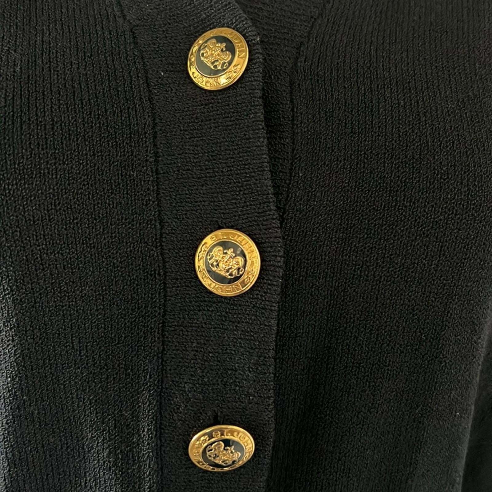 St. John Navy Knit Cardigan w/Signature Branded Buttons, Size S EXCELLENT!
