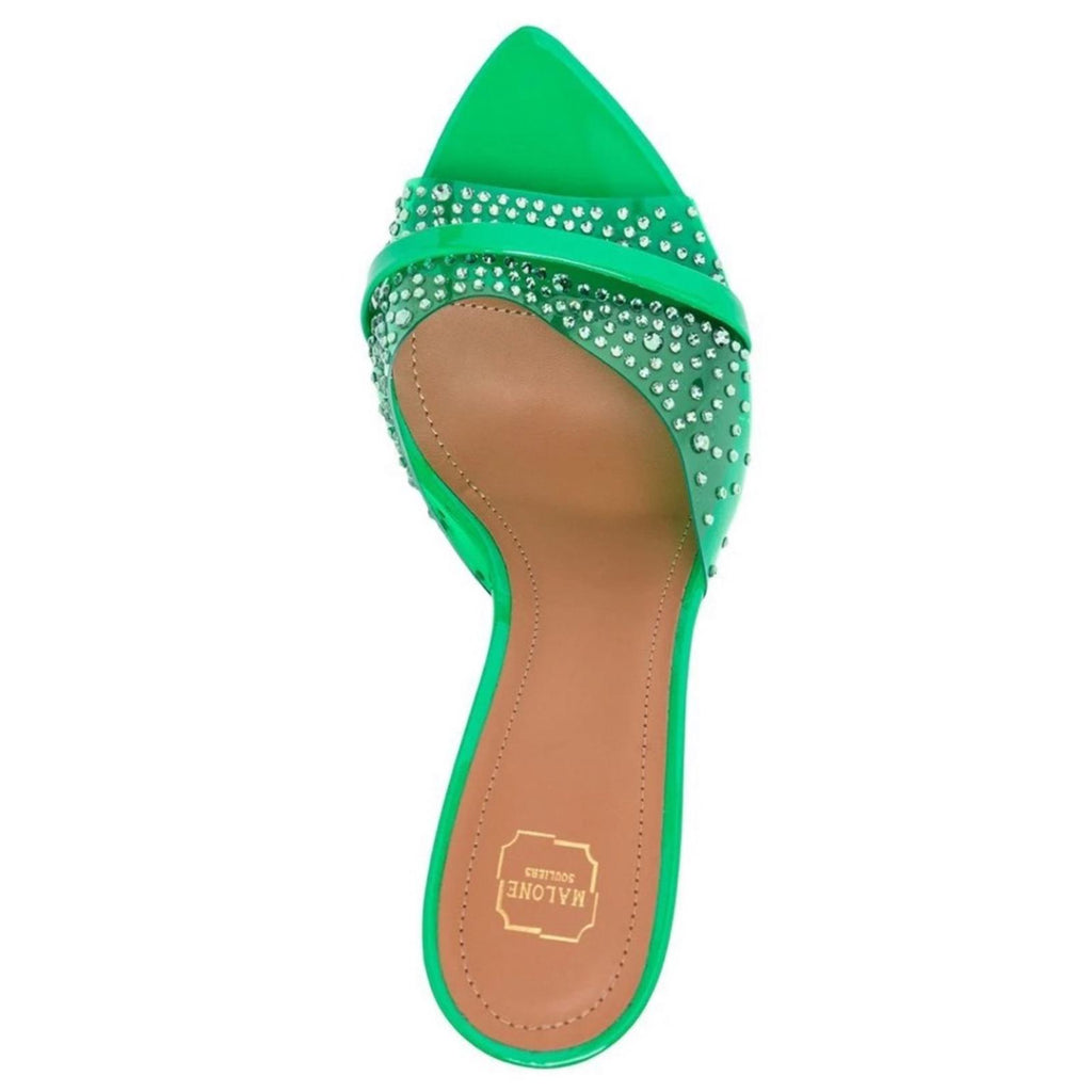 Malone Souliers Julia Embellished High Heel Mules Green Size 40 NEW Retail $1579