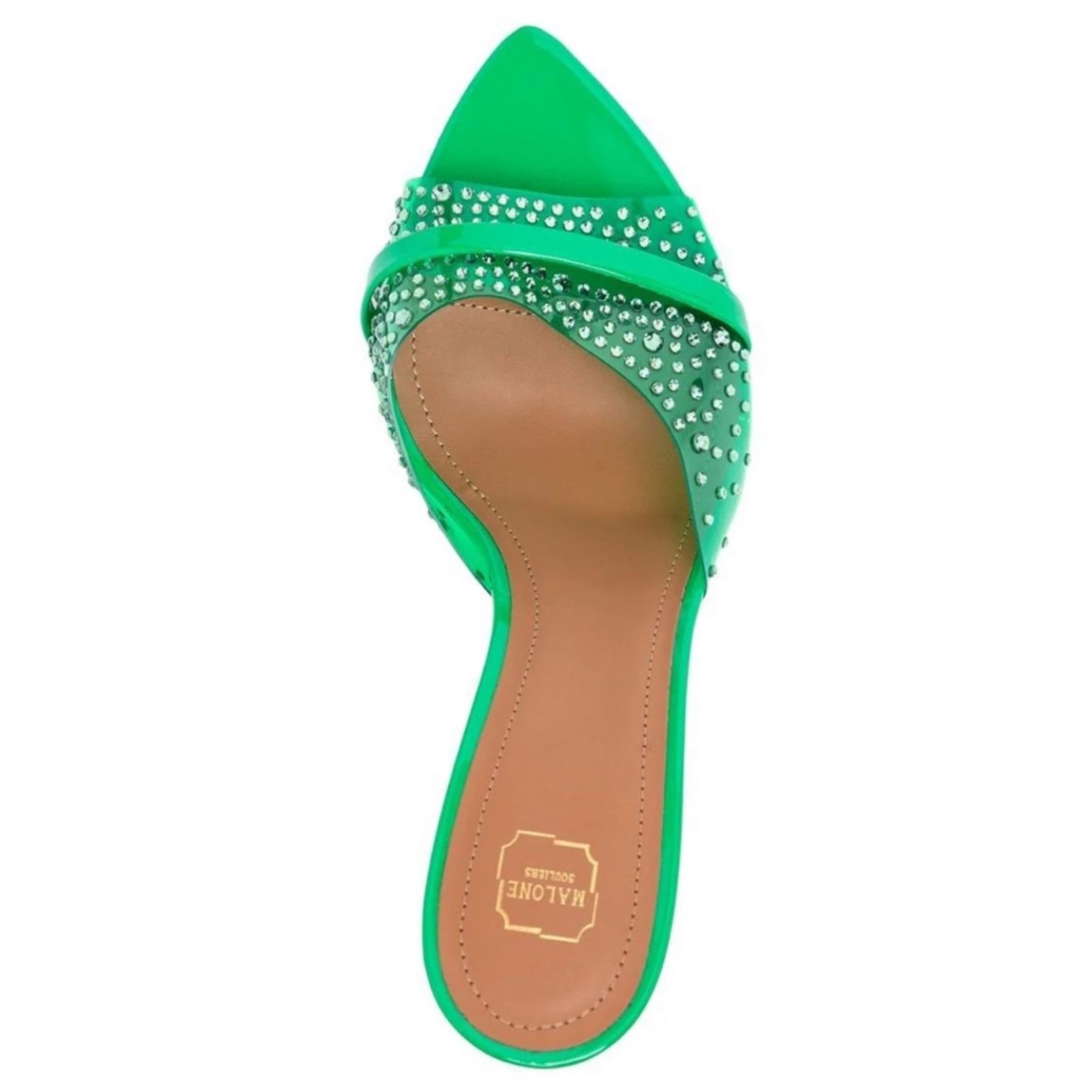 Malone Souliers Julia Embellished High Heel Mules Green Size 40 NEW Retail $1579