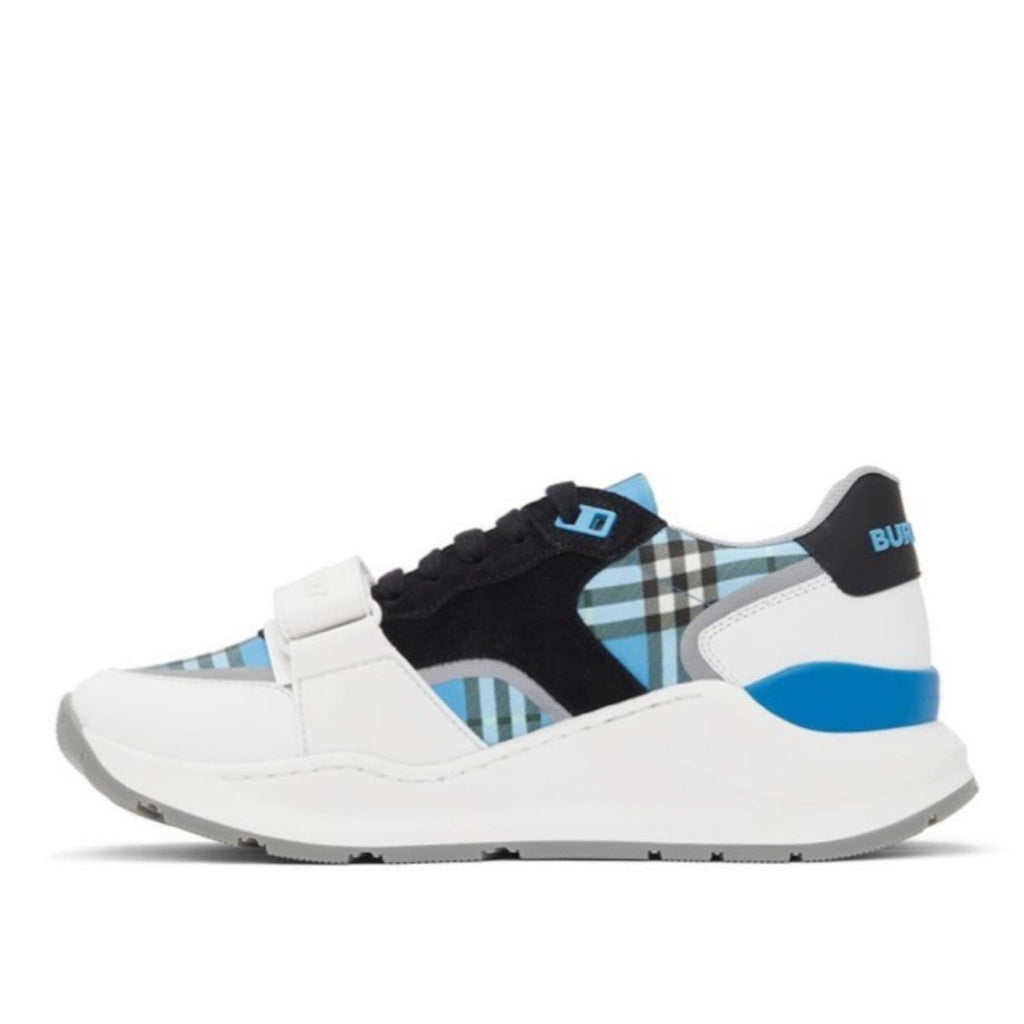 Burberry Blue Check Ramsey Low Top Sneakers, Size EU 43 New in Box