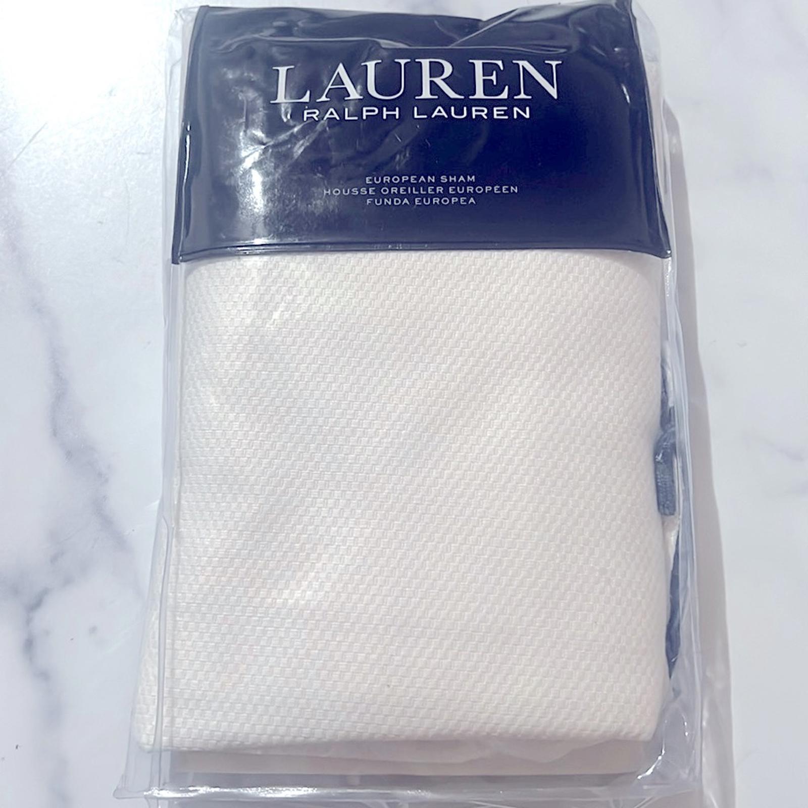 Lauren Ralph Lauren Home Piqué Scallop Euro Sham in White Blue, NEW $135