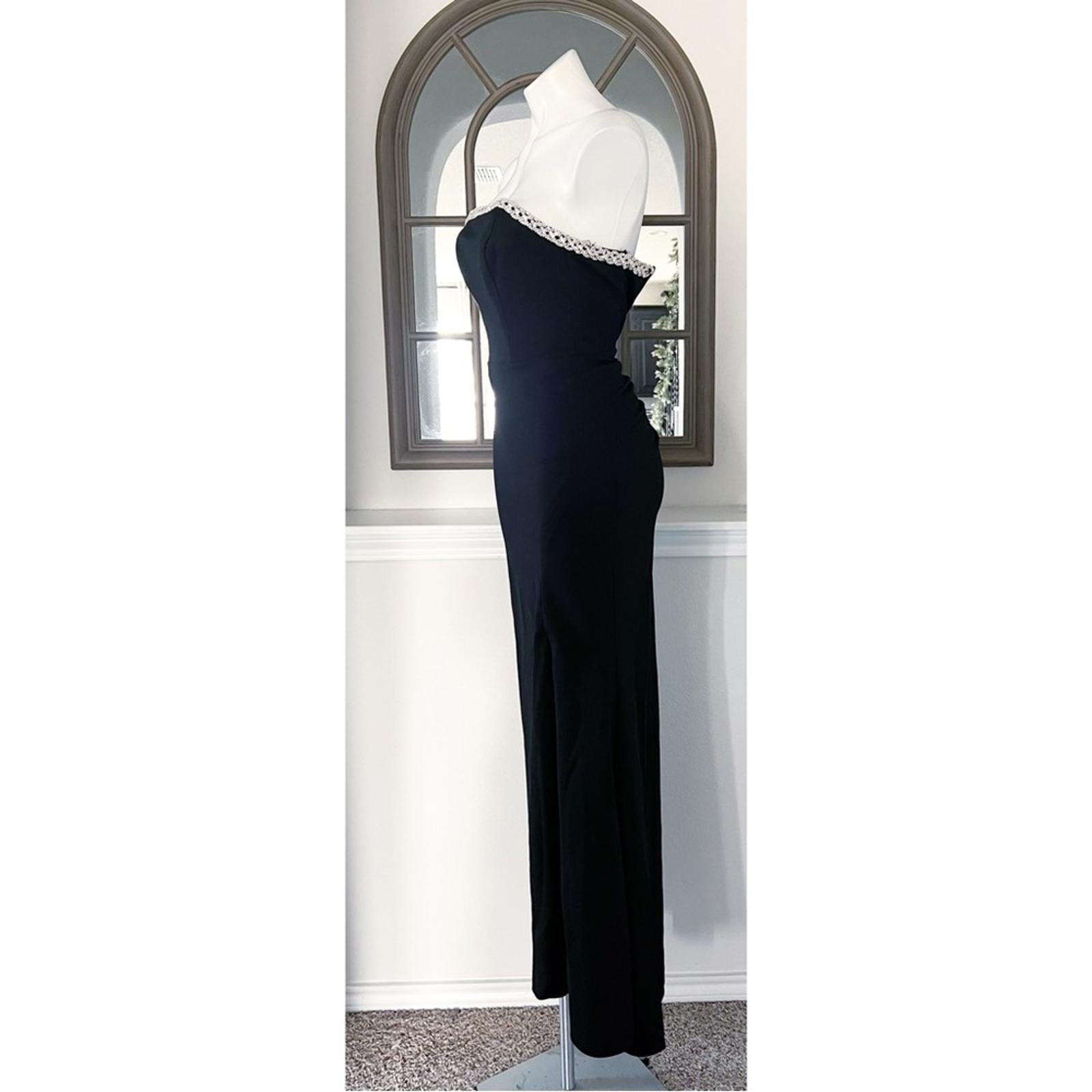 Aqua Braid Trim Strapless Gown in Black, Size 2 New w/Tag $268