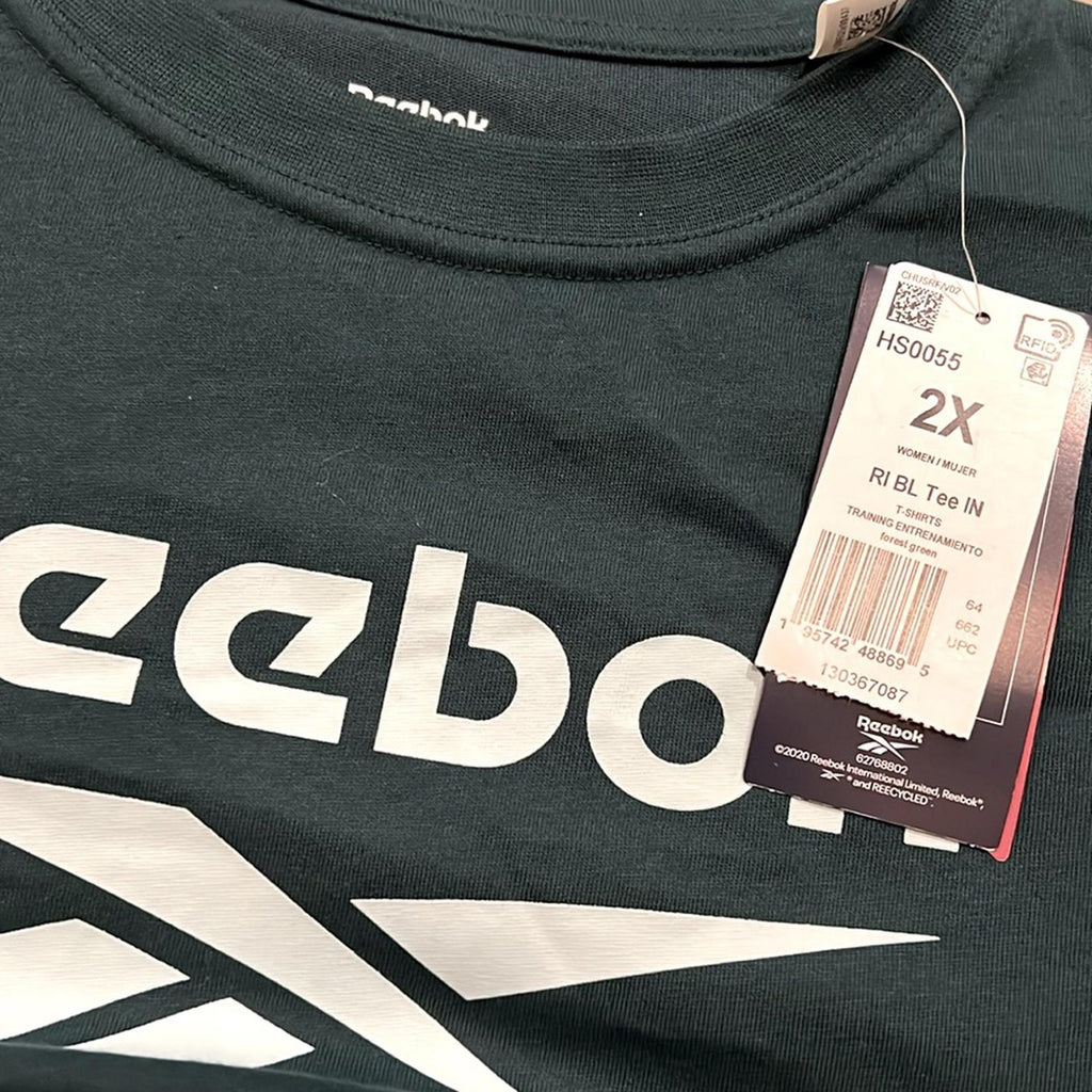 NWT Reebok Plus Size Crewneck T-Shirt Unisex, Green Size 2X New w/Tag