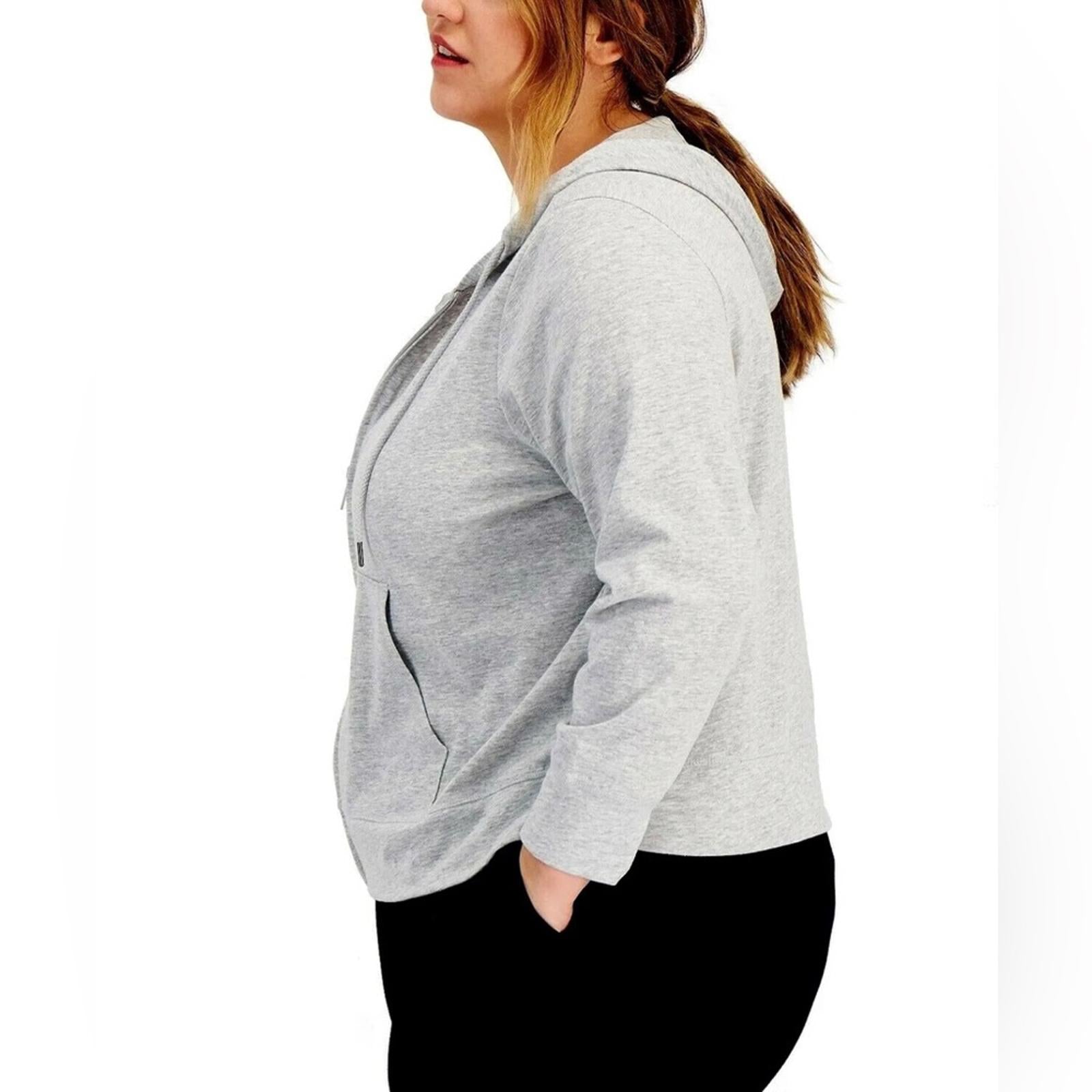 ID Ideology Retro Recycled Full Zip Jacket Heather Grey Whisper Plus Size 2X NWT