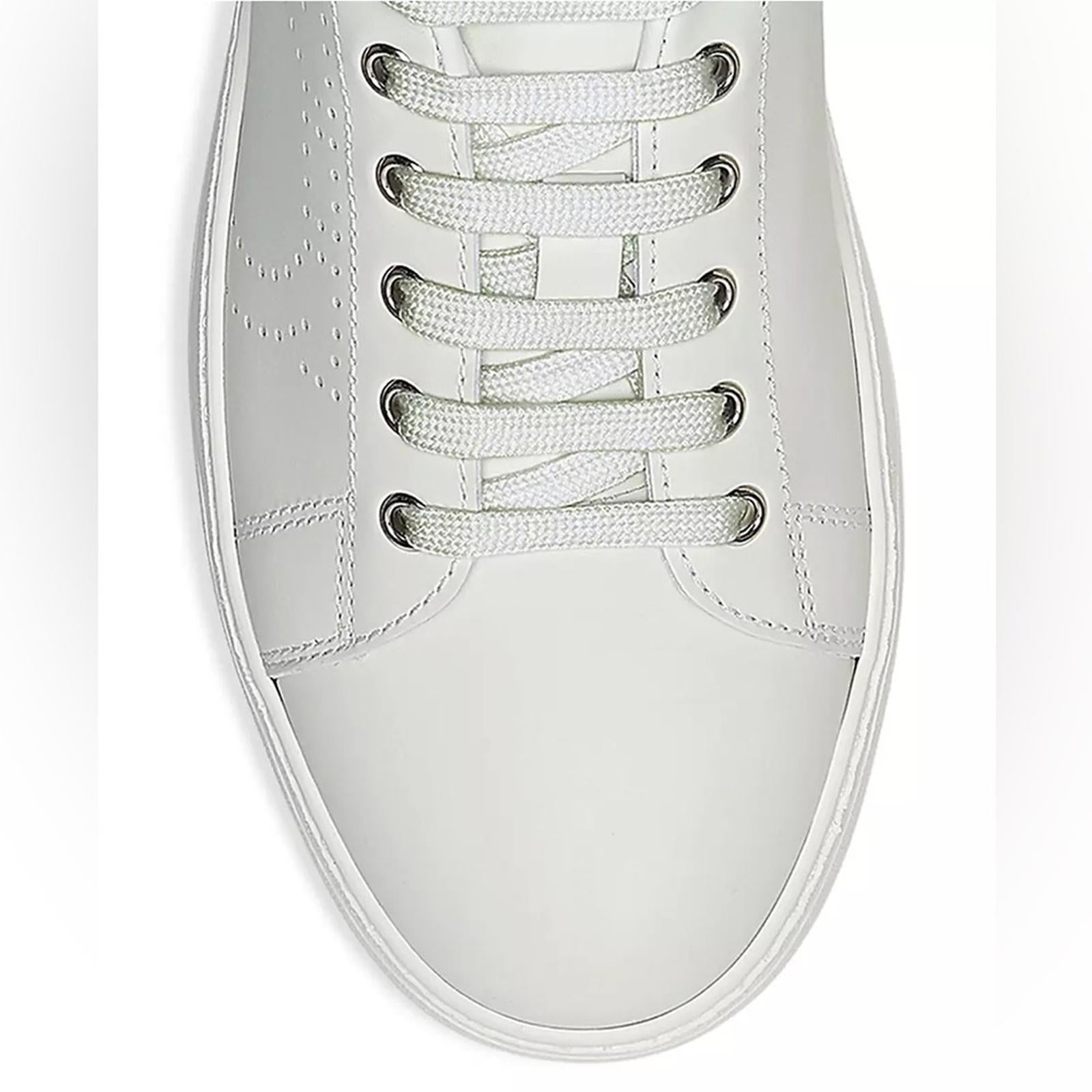 Ferragamo Pierre Low Top Sneakers in White Calf Leather, Size 41 New in Box