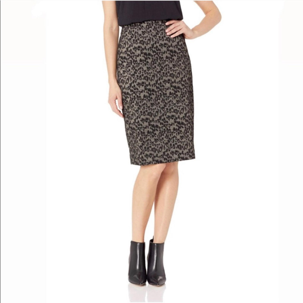 Kasper Jacquard Knit Pencil Skirt in Animal Print, Black Multi Size 18 New w/Tag