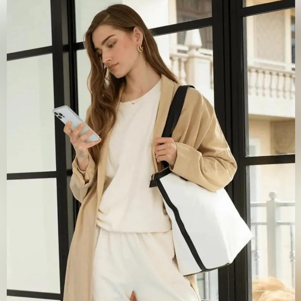 NWT Walter Baker Carly Bag, Canvas Vegan Leather Tote, New w/Tag Retail $198