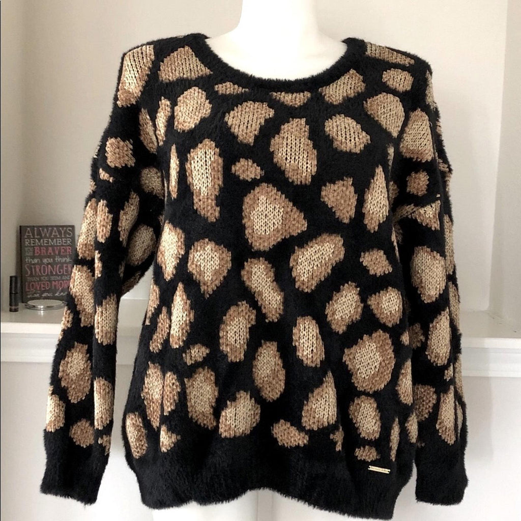 Michael Kors Crewneck Soft Dark Camel Sweater Fur Velour-Blend Size XXL NWT $155