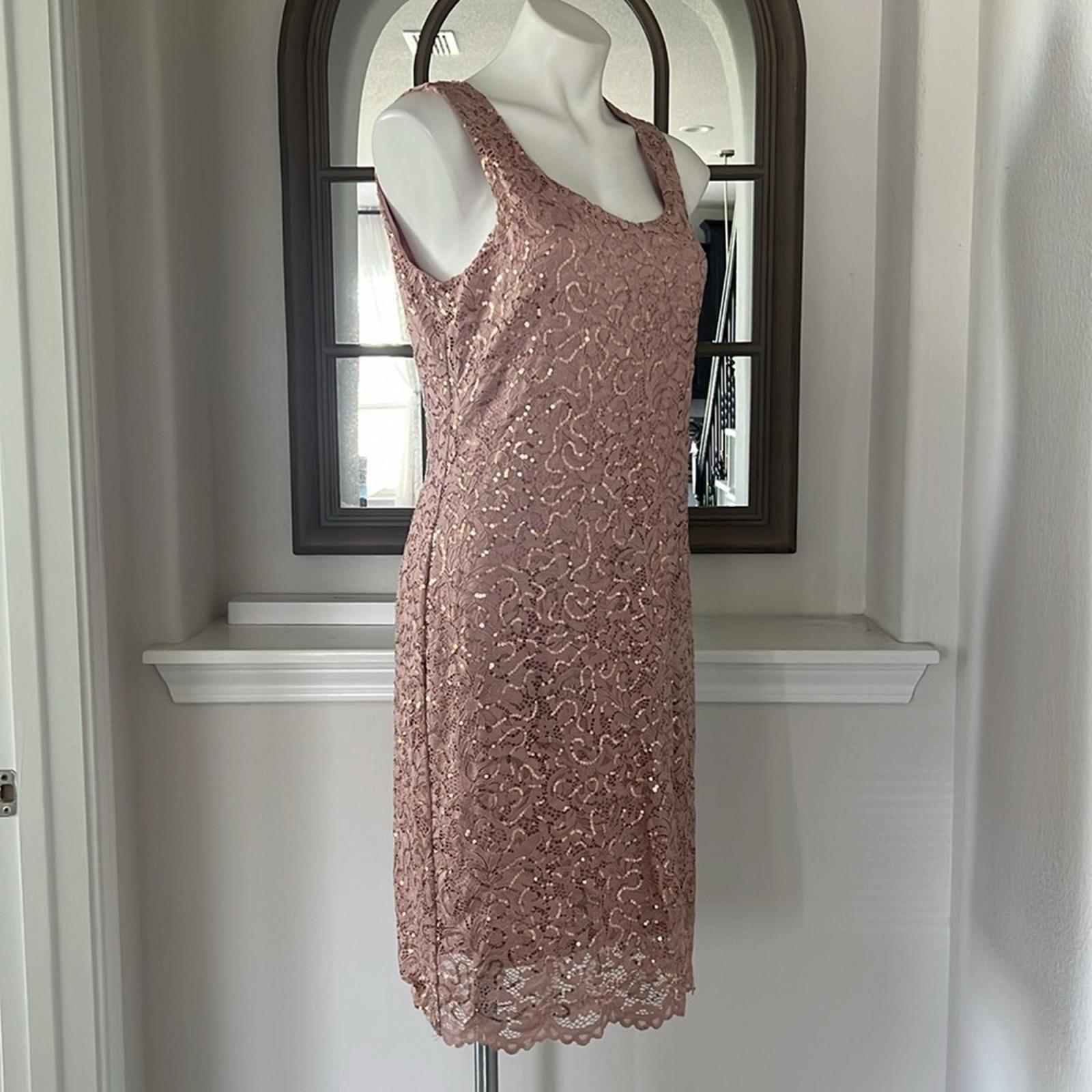 Marina Lace & Sequined Cocktail Dress in Blush Pink, Size 8 New w/Tag $189