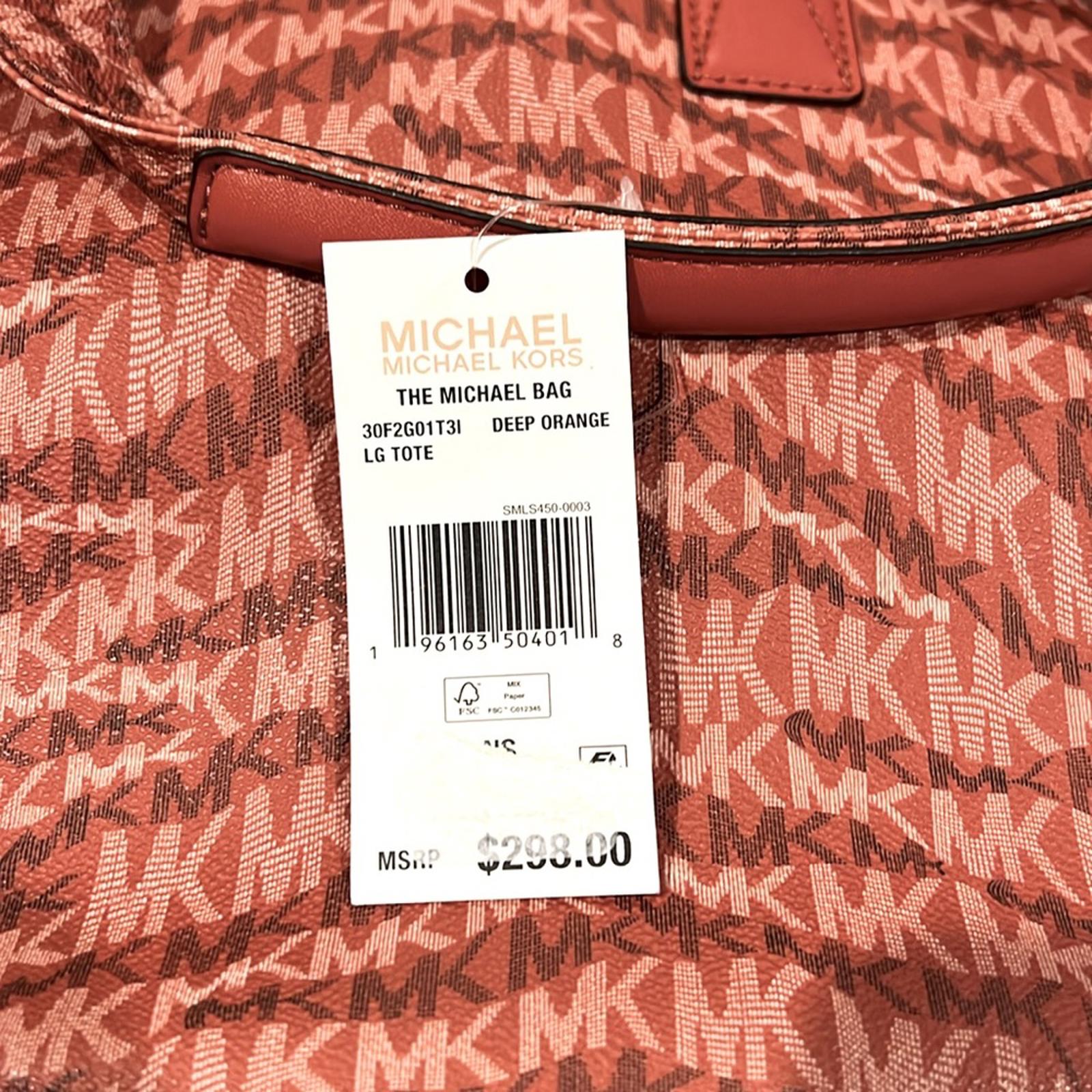 NWT Michael Kors The Michael Bag Tote, Deep Orange New w/Tag Retail $298