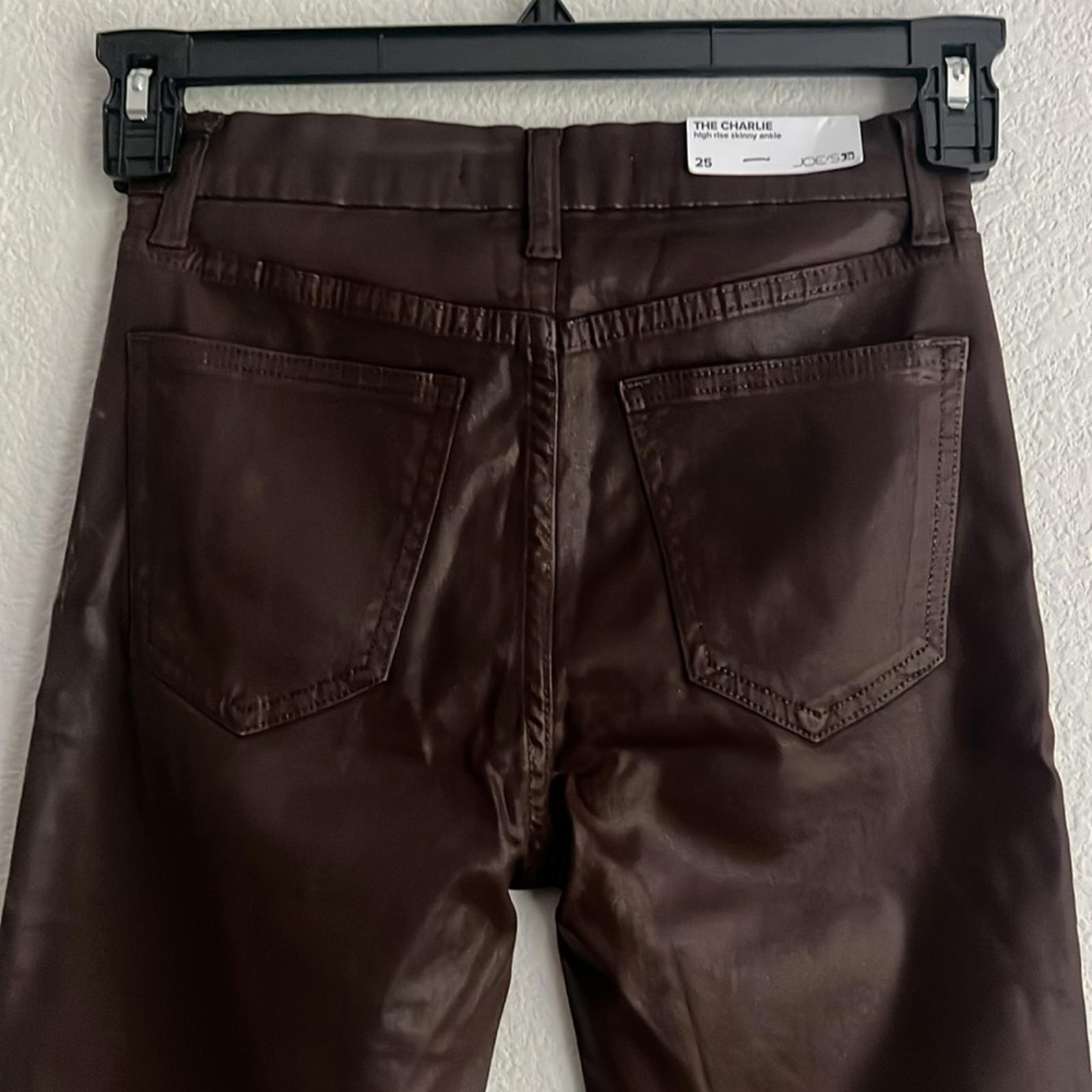 Joe’s The Charlie Coated Ankle Skinny Jeans in Cocoa Bean, NWT, Size 25