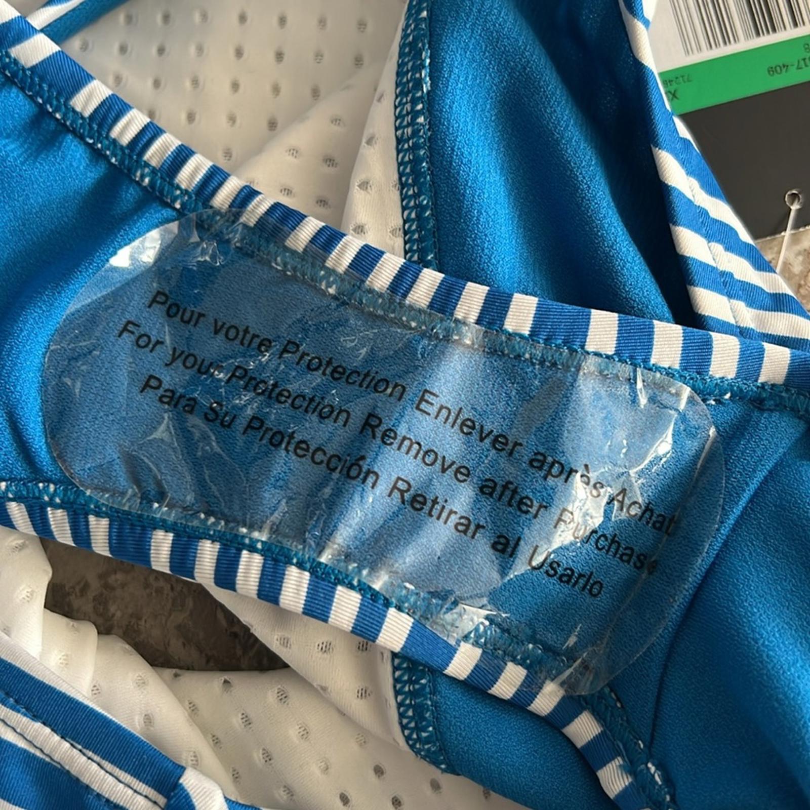 Nike Striped High Waisted Bikini Bottoms, Blue & White Size XL New w/Tag