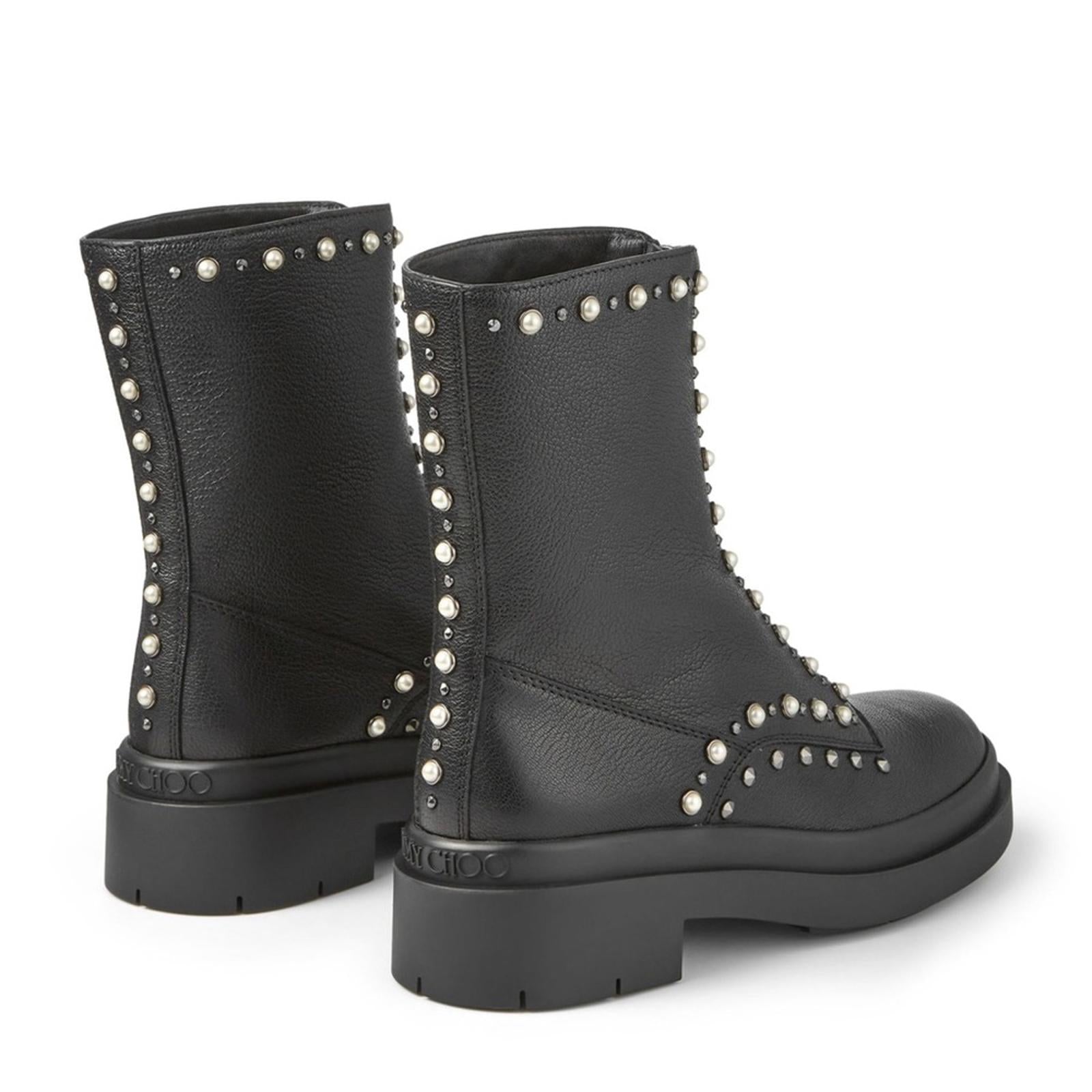 Jimmy Choo Nola Embellished Ankle Boots in Black Size 37.5 New + DustBag $1395