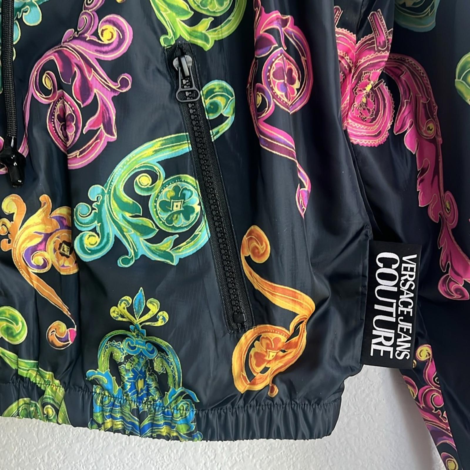 Versace Jeans Couture Multicolor Windbreaker Jacket, NWT, Size 8