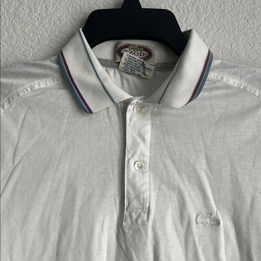 Lacoste x Izod Men’s Cotton Polo Shirt in White, Size L EXCELLENT!